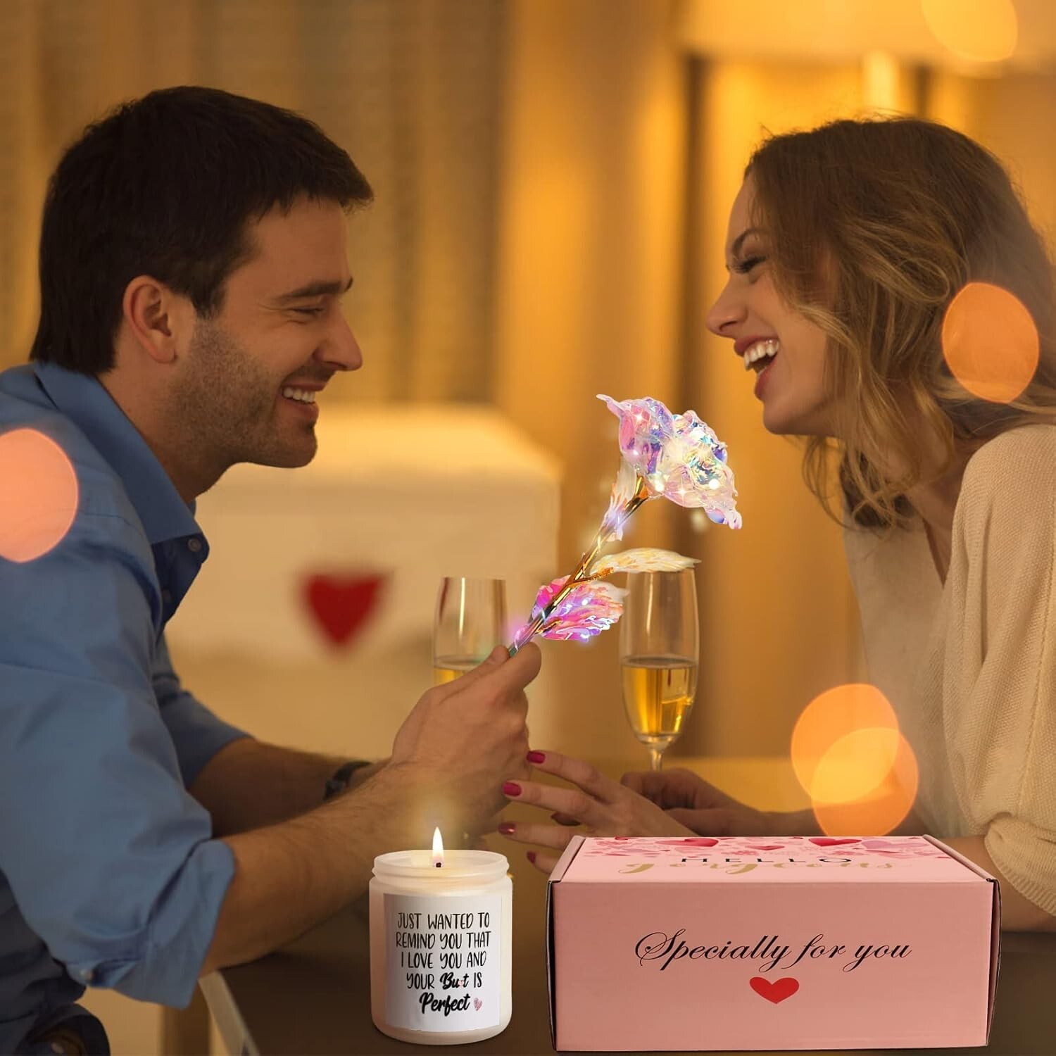 Thoughtful Valentine’s Day Gift Box with Insulated Tumbler, Roses & Cozy Socks