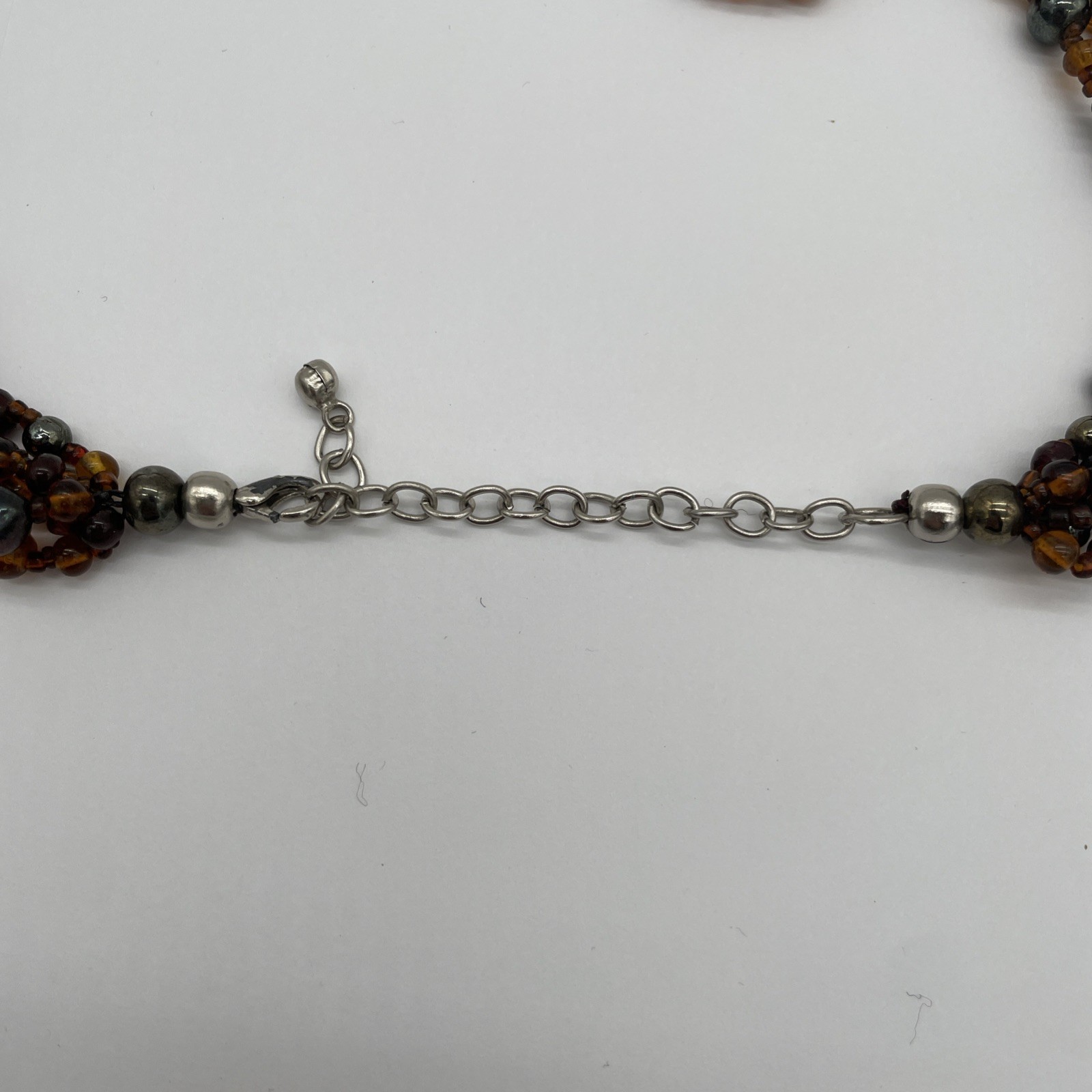 Vintage Style Multi-Strand Beaded Necklace With Earth Tone Colored Beads 20 In