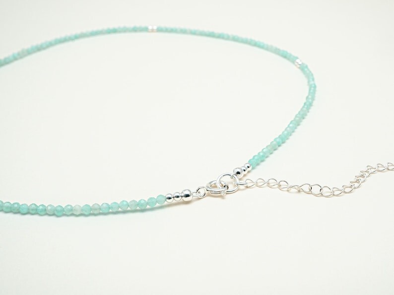 A++ Natural Amazonite Faceted Round Gemstone Beads Handmade Women Necklaces 18”
