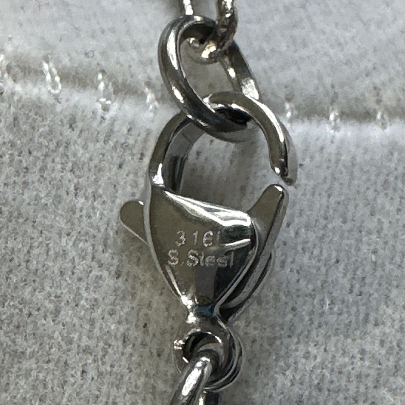 Stainless Steel Station Bar Link Necklace Red Oval Stones Prong Lobster Clasp