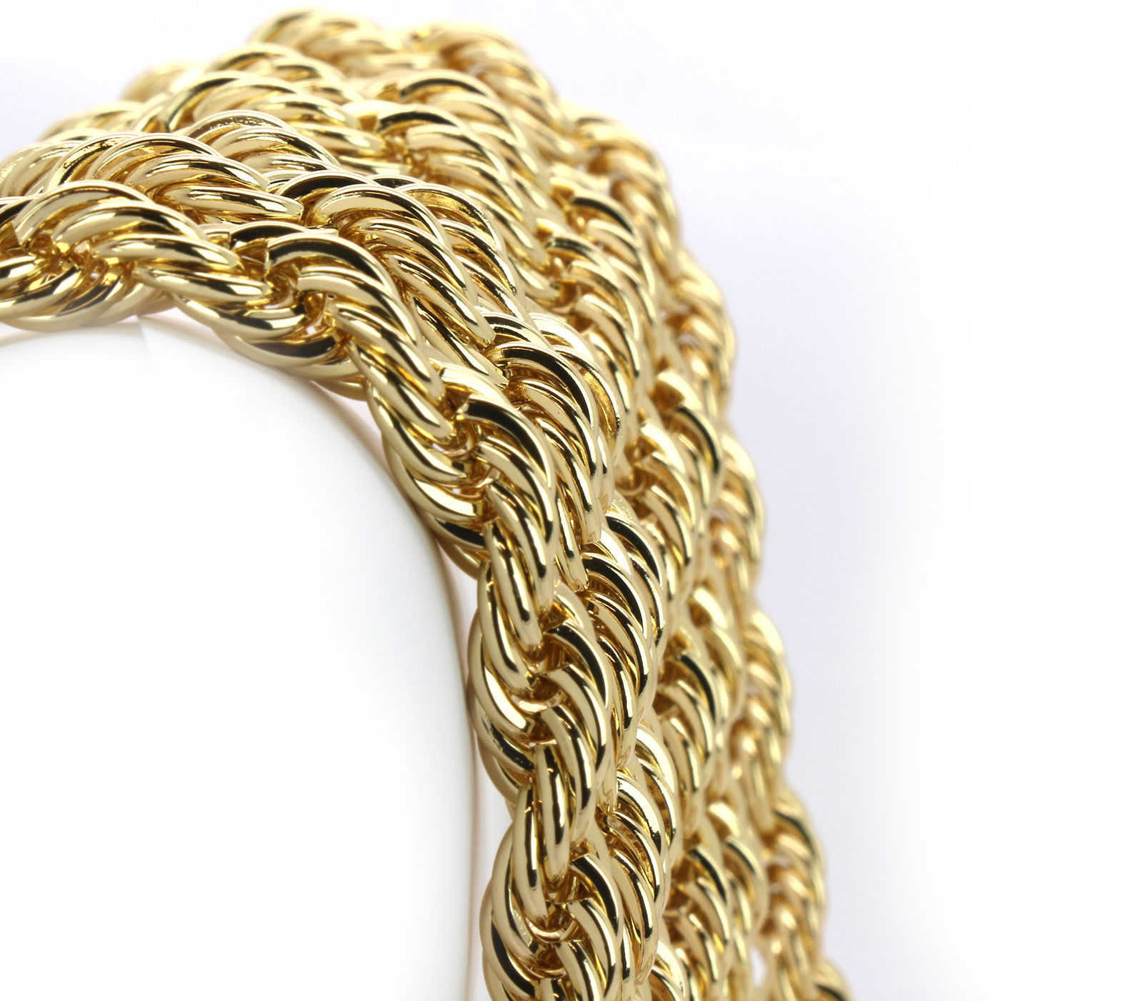 Men’s 24K Gold Plated 10mm & 2.5mm 30″ Thick Rope Chain Hip Hop Style Set