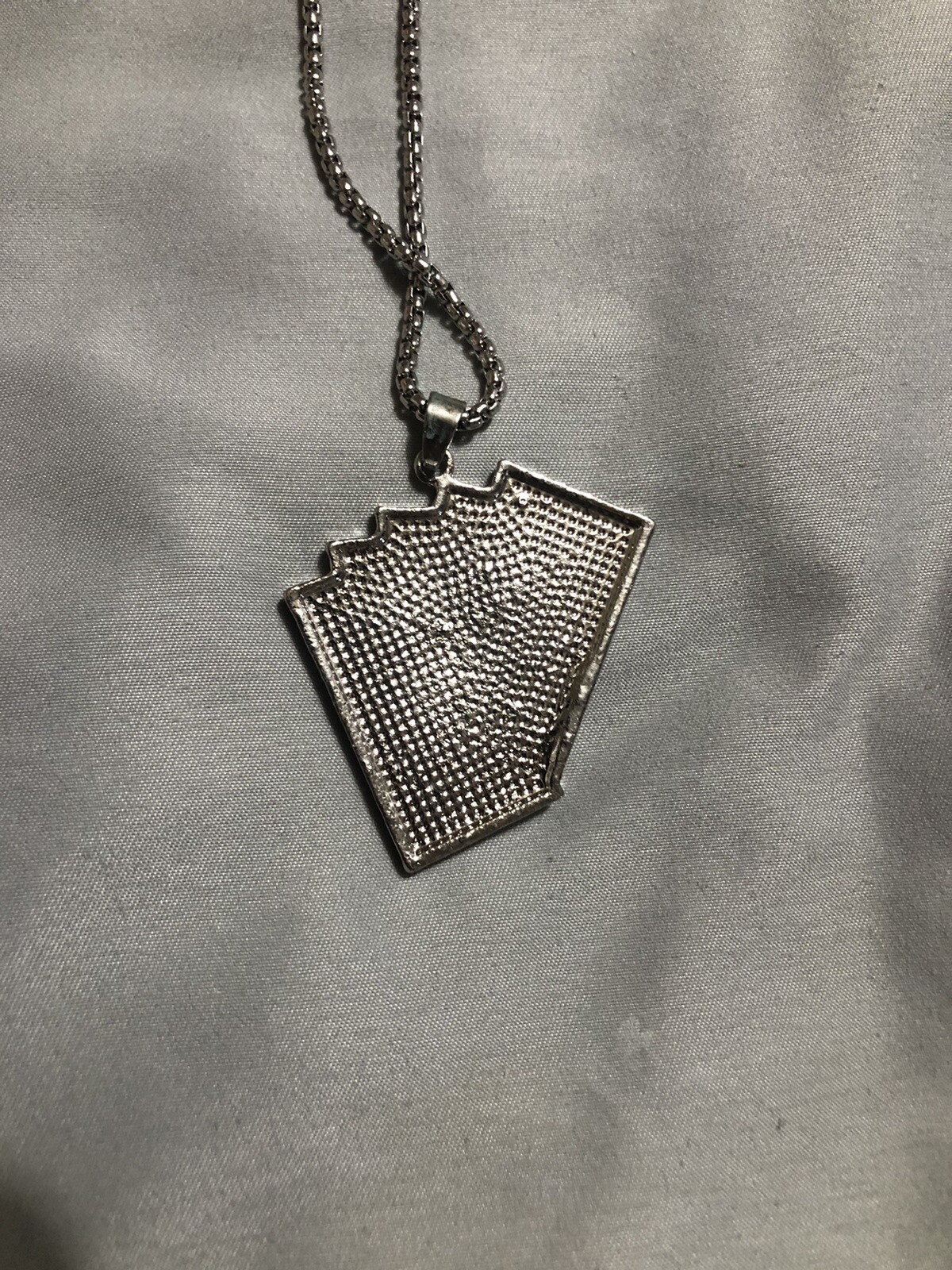 Card Royal Flush Spade Pattern Gothic Necklace Pendant with 22in. Box Chain
