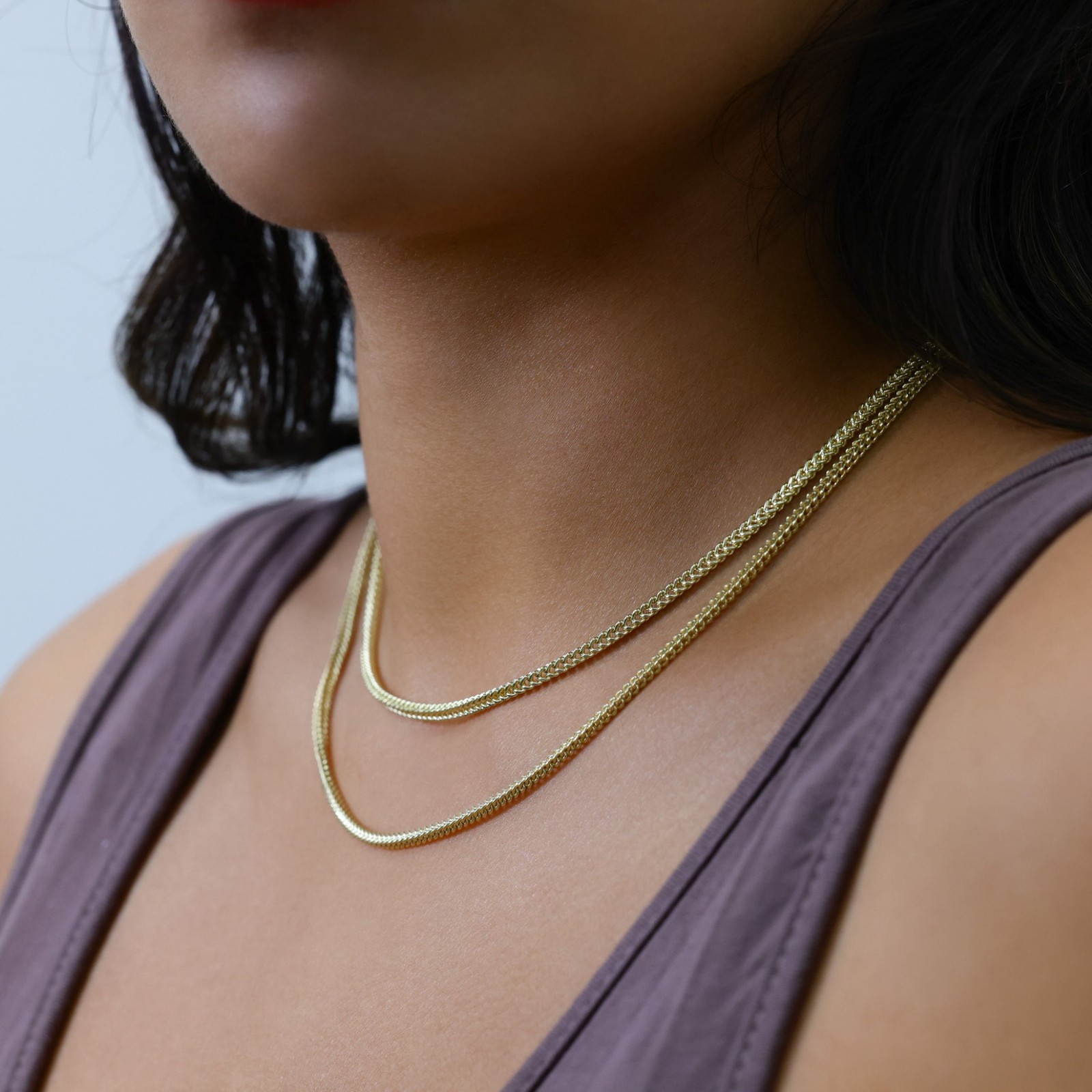 14K Yellow Gold 2.5mm Franco Box Wheat Foxtail Chain Necklace Mens Women 16″-30″