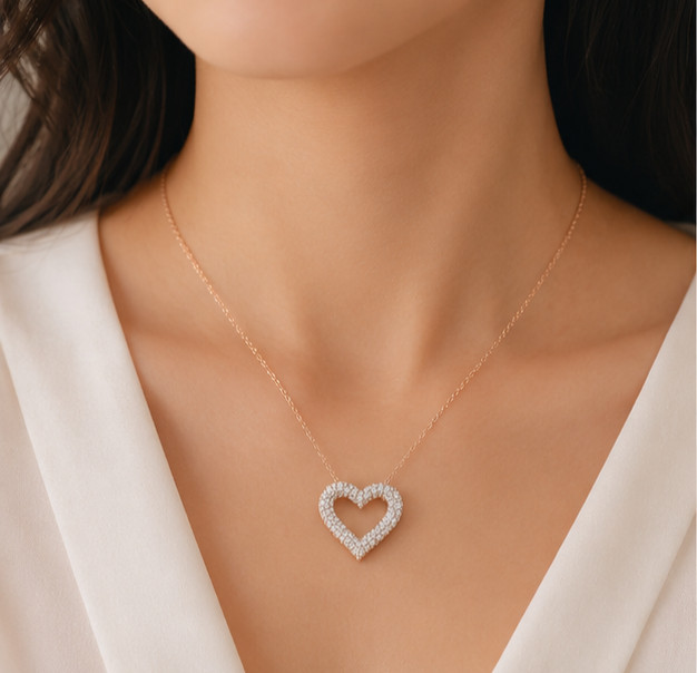 2ct Round Simulated Diamond Engagement Heart Shape Pendant 14kYellow Gold Plated