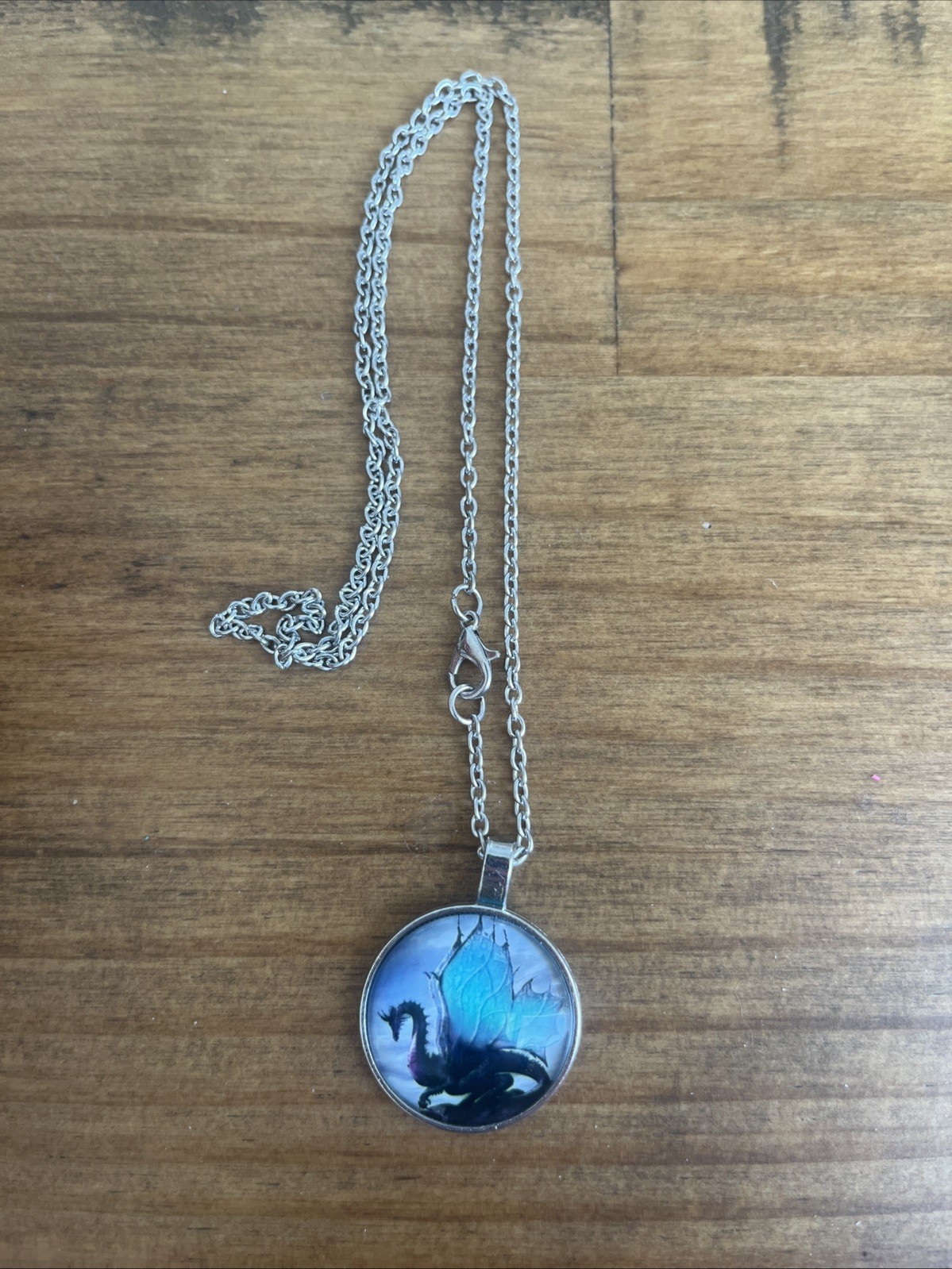 Dragon Fantasy Themed Silver Necklace – Unisex Adult Clothing Accessory Pendant