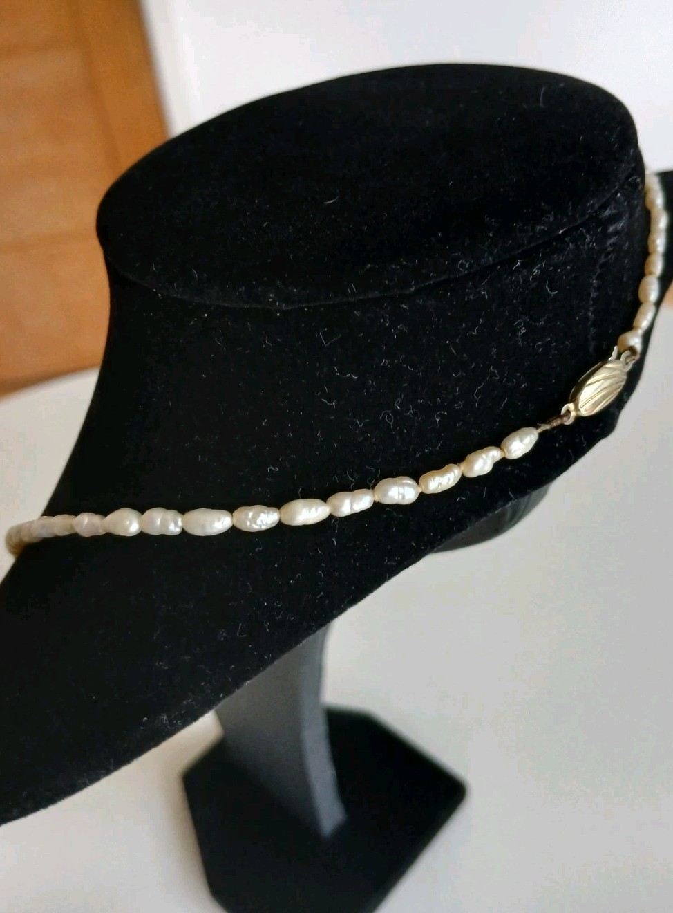 GOLD PLATED STERLING SILVER & WHITE SEED PEARL NECKLACE -HALLMARKED JKa -18 INCH