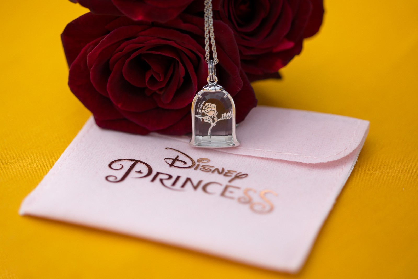 Disney X RockLove Beauty and the Beast Enchanted Rose Intaglio Pendant – Silver