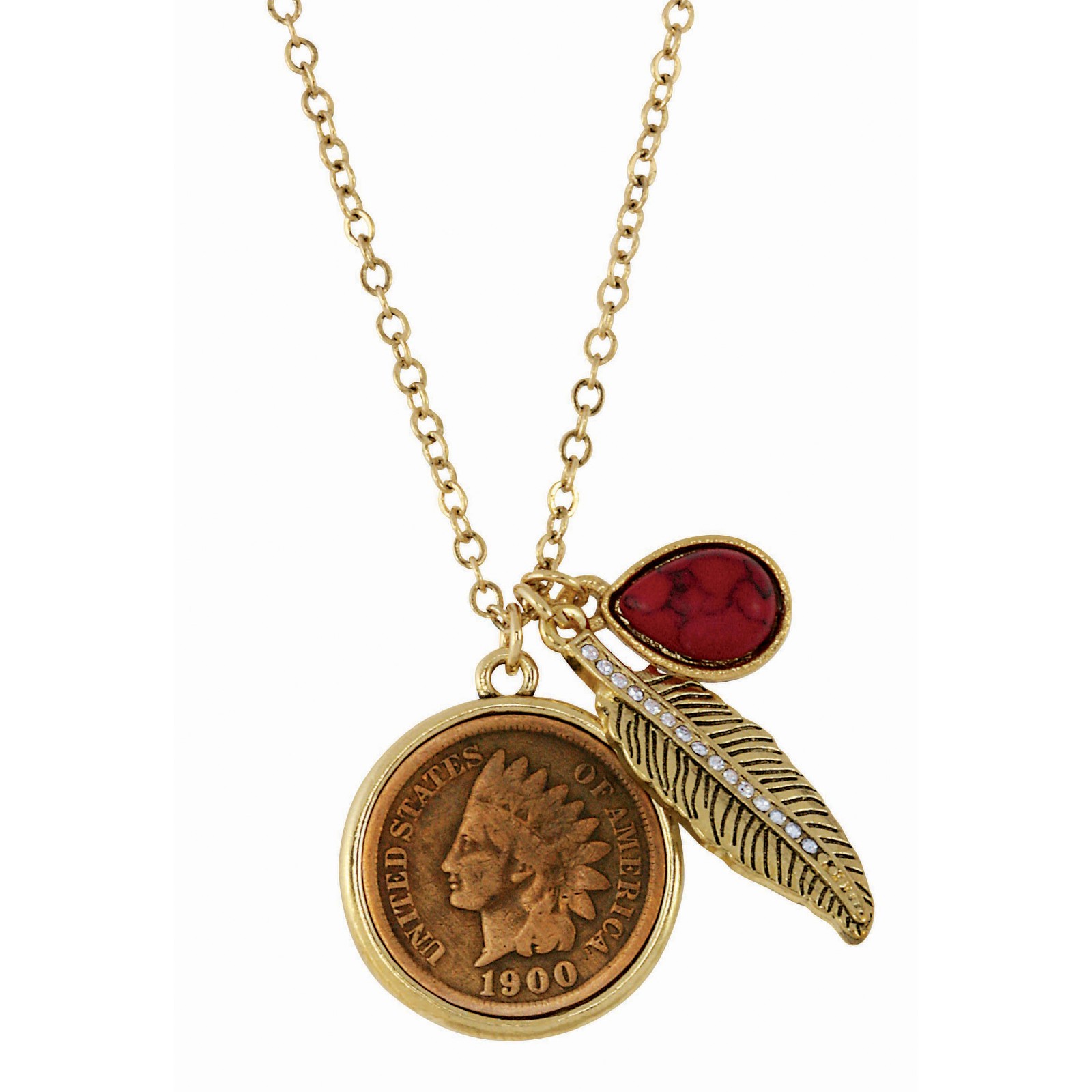 American Coin Treasures Indian Penny Coin Charm Necklace