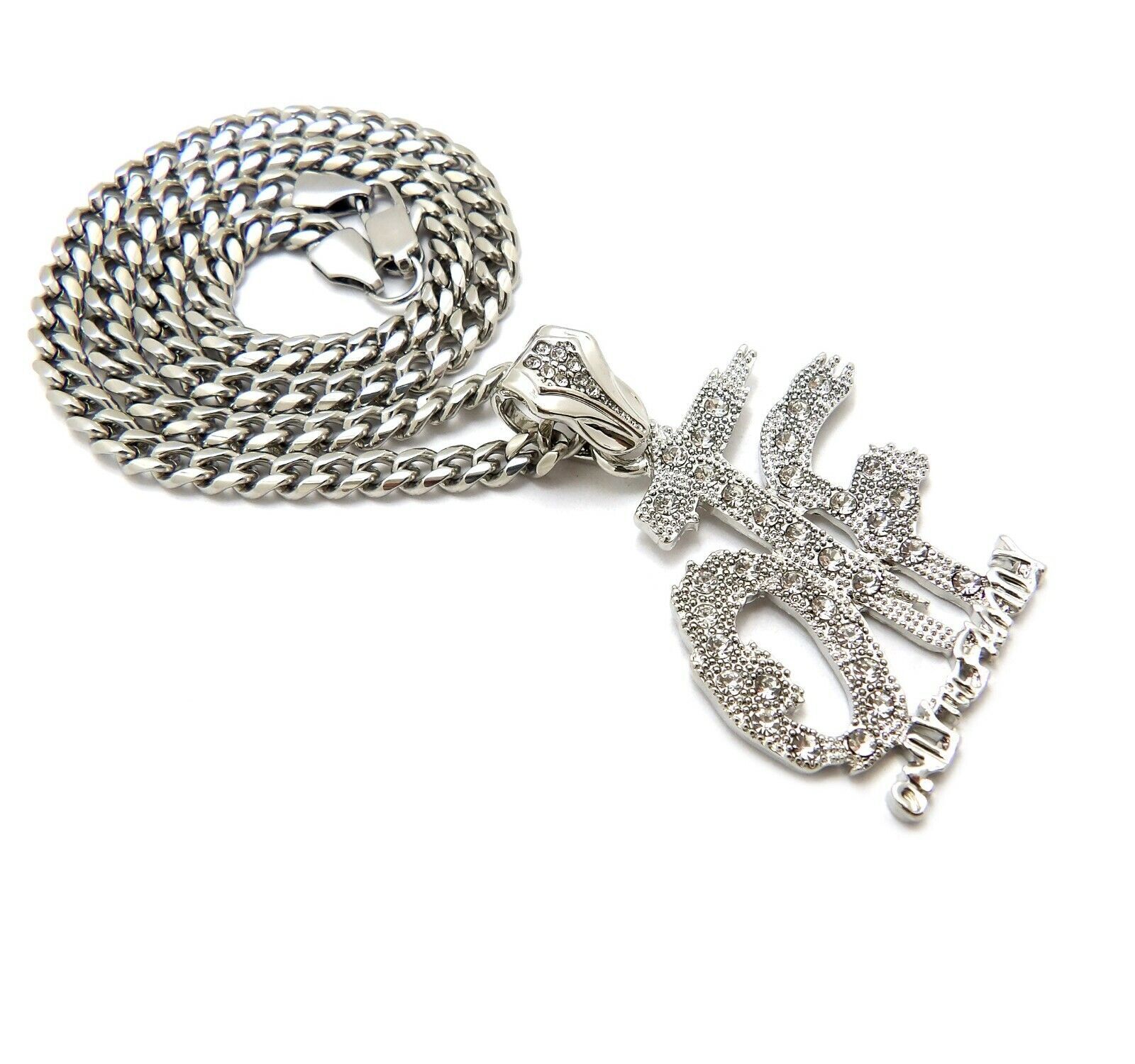 Only the Family OTF Pendant 7mm 18″ ~ 30″ Cuban Chain Stainless Steel Necklace