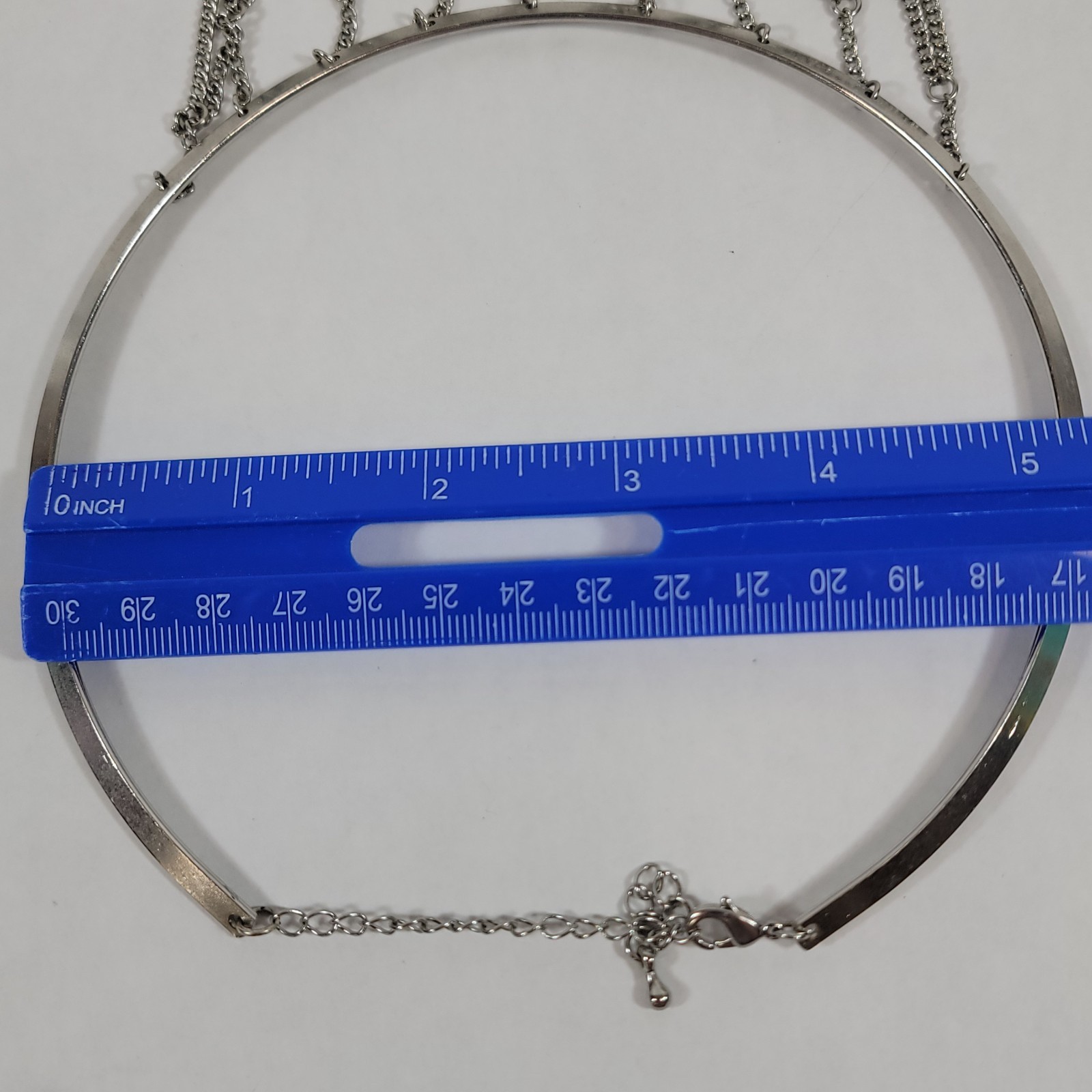Unique Hoop Collar Chainmail Chainlink Style Silver Tone Metal Necklace Choker