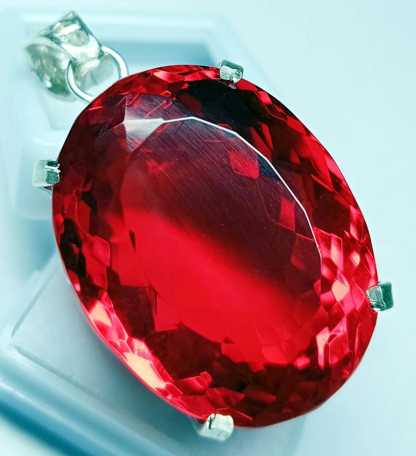 Oval Cut 112-114 Ct Pendant Red Topaz Locket Natural Gemstone Certified PD059