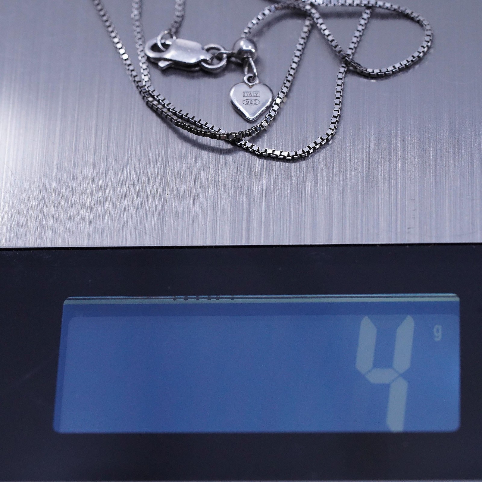 22” 1.6mm, vintage sterling silver 925 box chain necklace