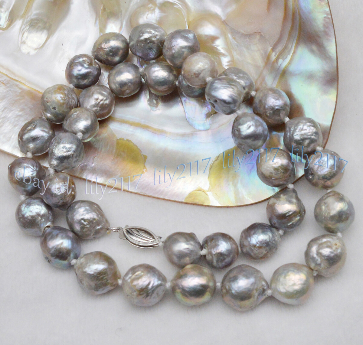 10-12mm Real Natural Gray Freshwater Keshi Edison Baroque Pearl Necklace 14-50”