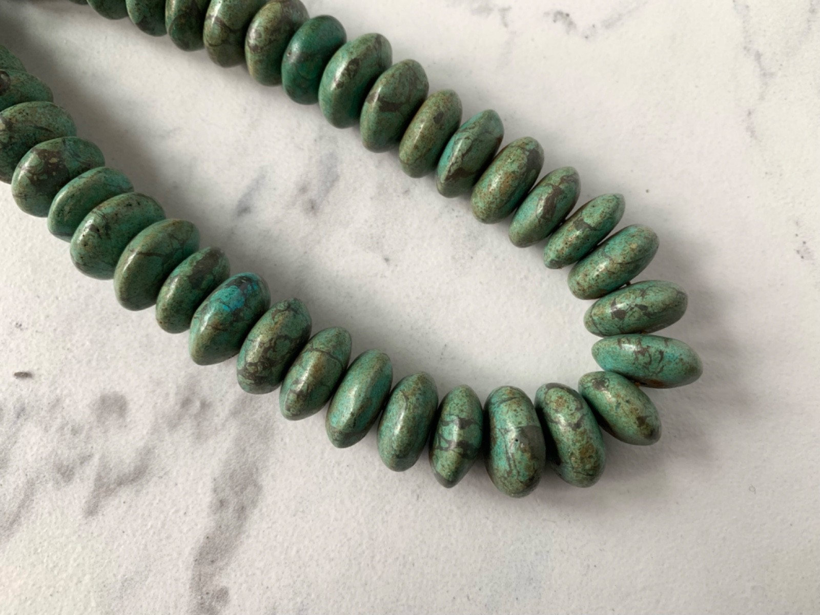 Vintage Tibetan Tribal Bead Green and Blue Gemstone Beads, 22″ Necklace 57