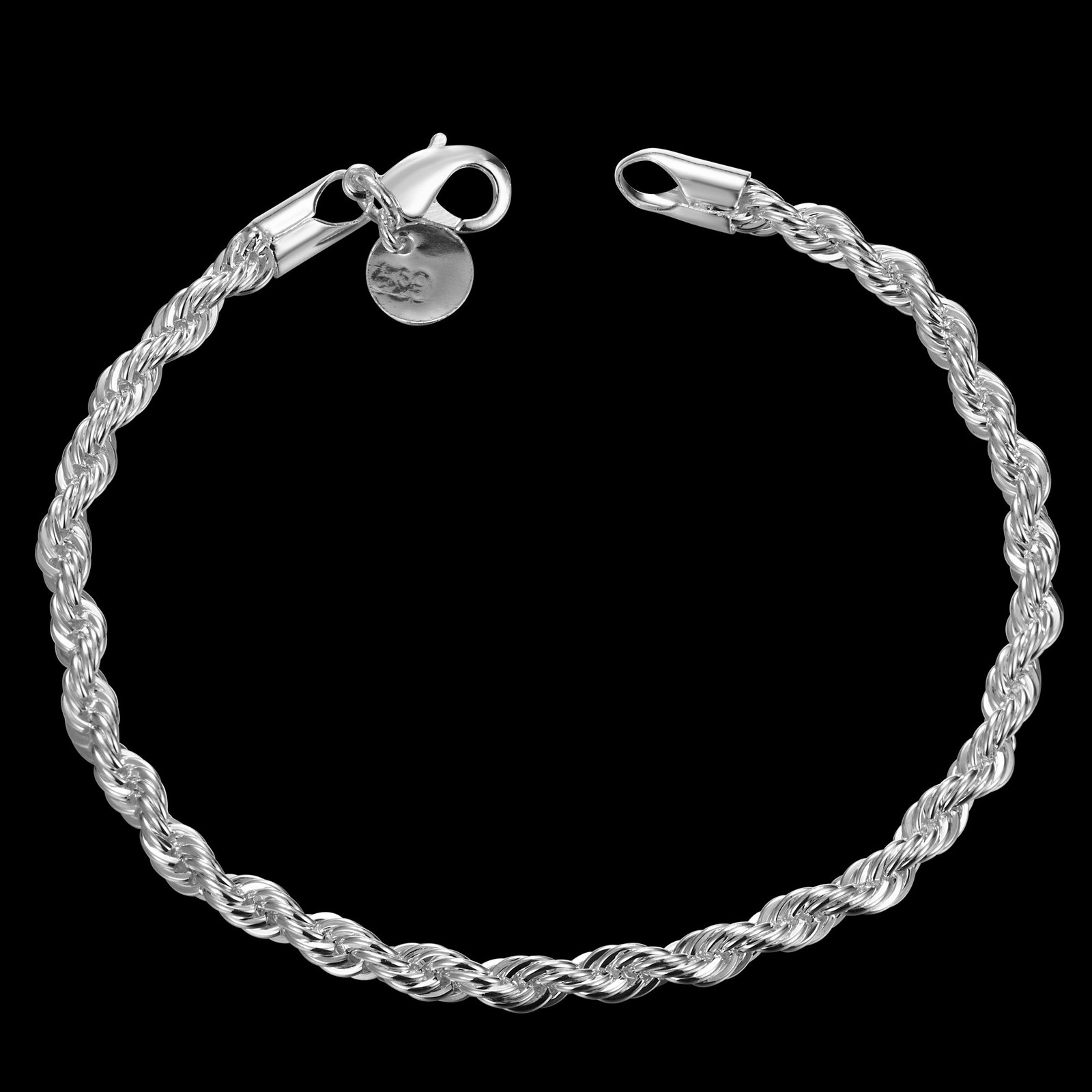 Cutesmile Fashion Jewelry 925 Sterling Silver 4mm Twisted One Size, silver