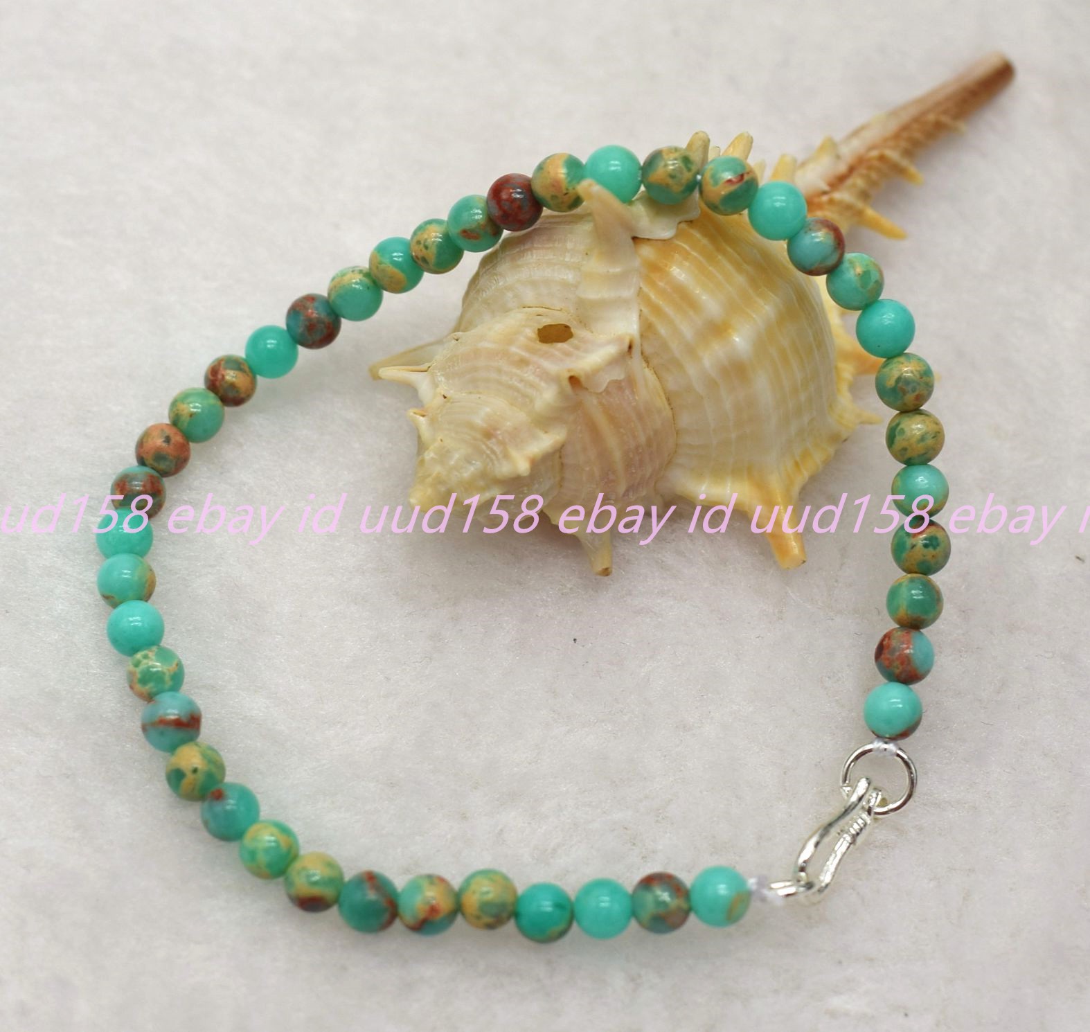 Natural Small 4mm Multicolor Shoushan Jasper Gemstone Necklace Bracelet 18/7.5in
