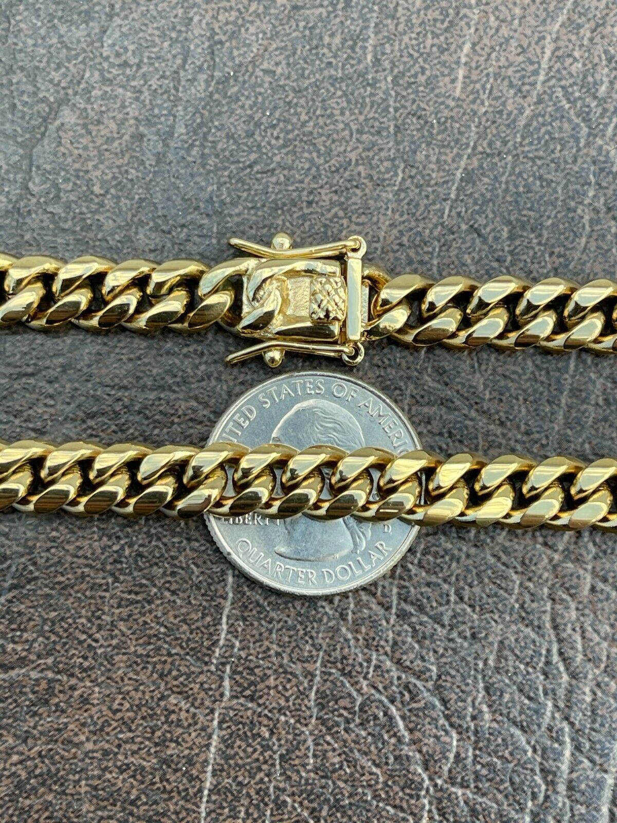 Miami Cuban CHOKER Chain 14k Gold Plated Stainless Steel Mens Boys Necklace 18″