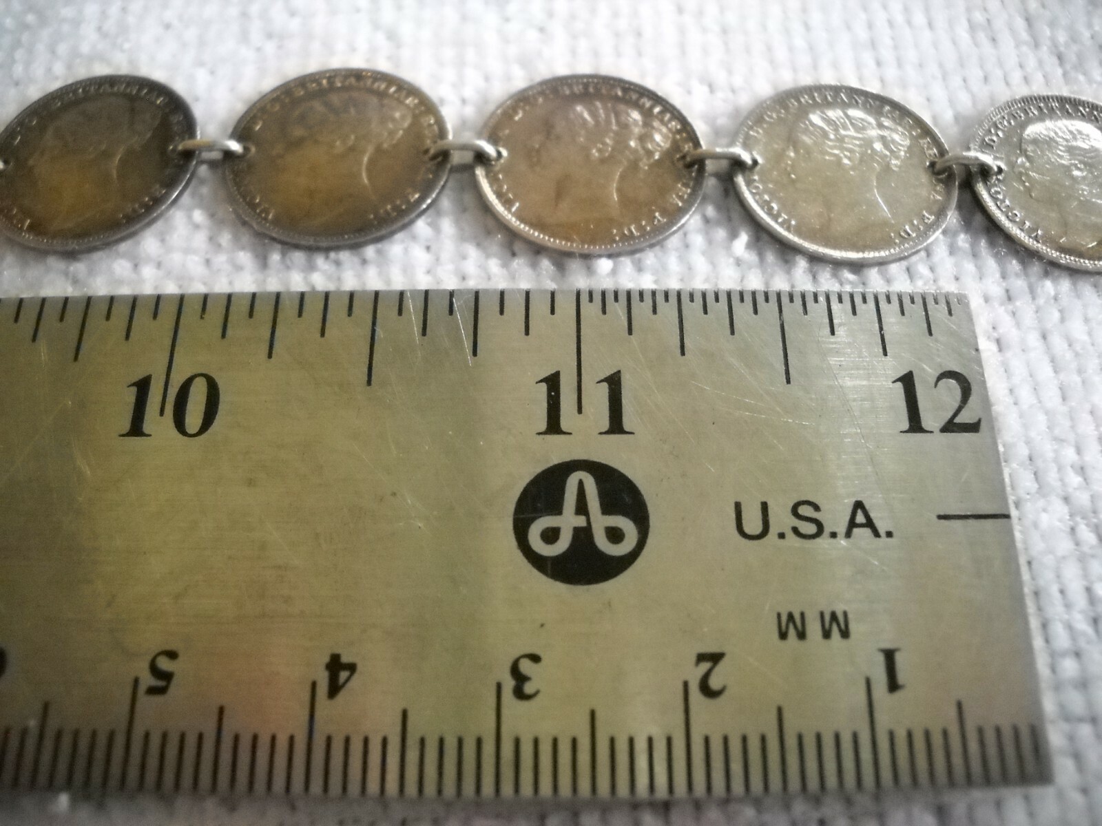 Great Britain Silver 3 Pence Coin Choker 22 coins 15 inch ONE OF A KIND 1880’S