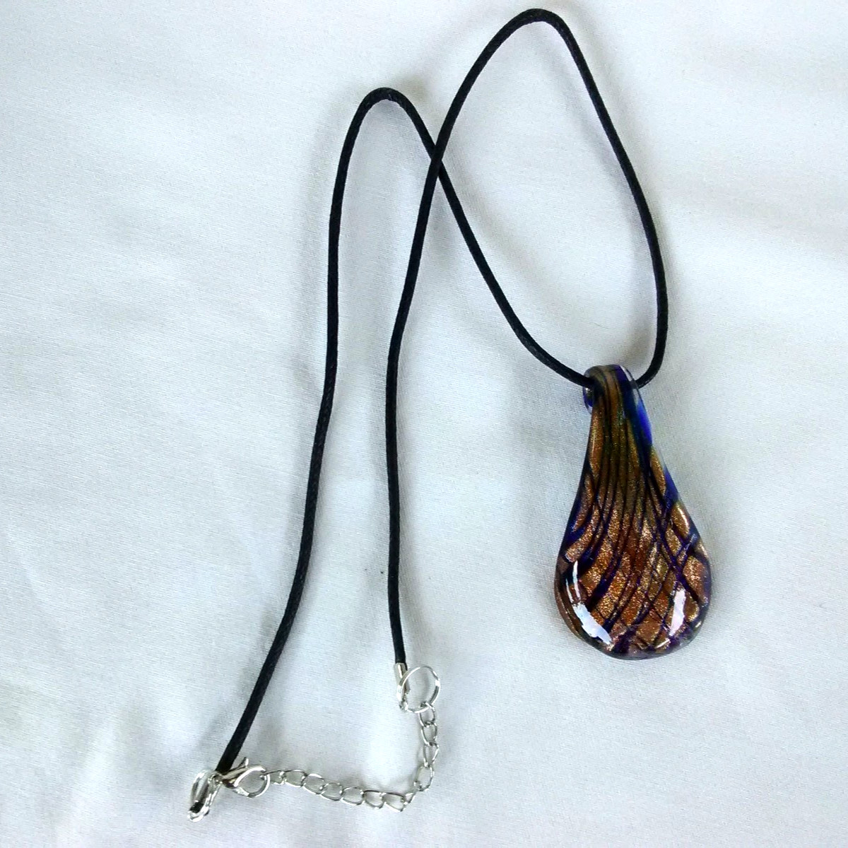 Necklace 21″Iridescent Glass Art Pendant Women Gift for Her USA Seller New