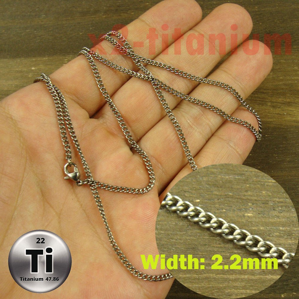 2.2mm Titanium 65 / 60 / 55mm Curb chain Clavicle necklace anti-allergy XTi209
