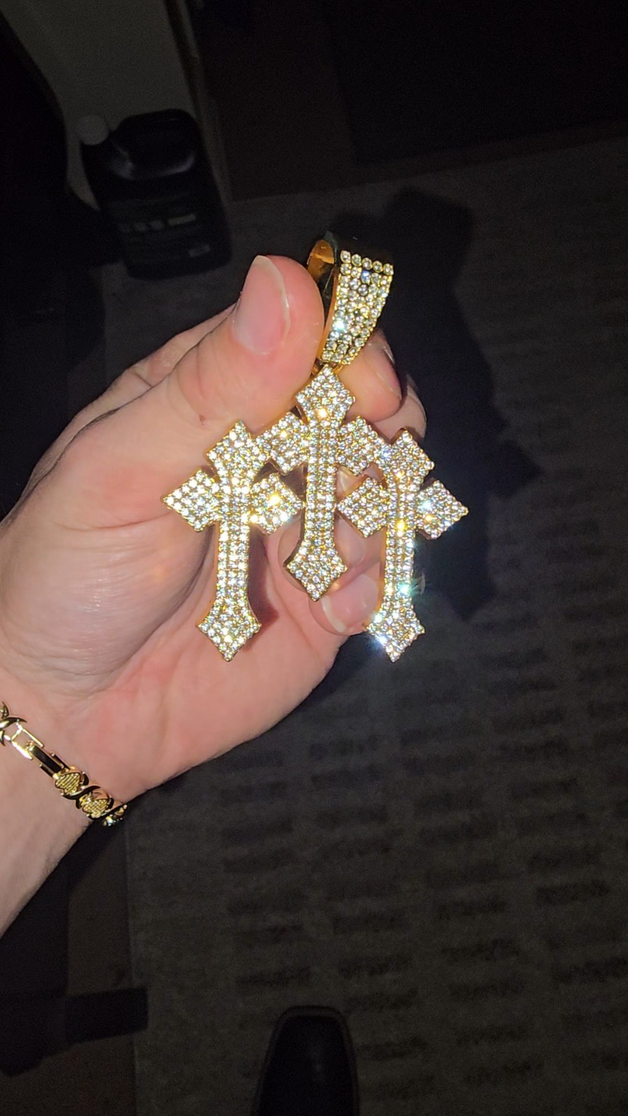 Gold Triple Cross Cz Cross Pendant Hip Hop – Religious