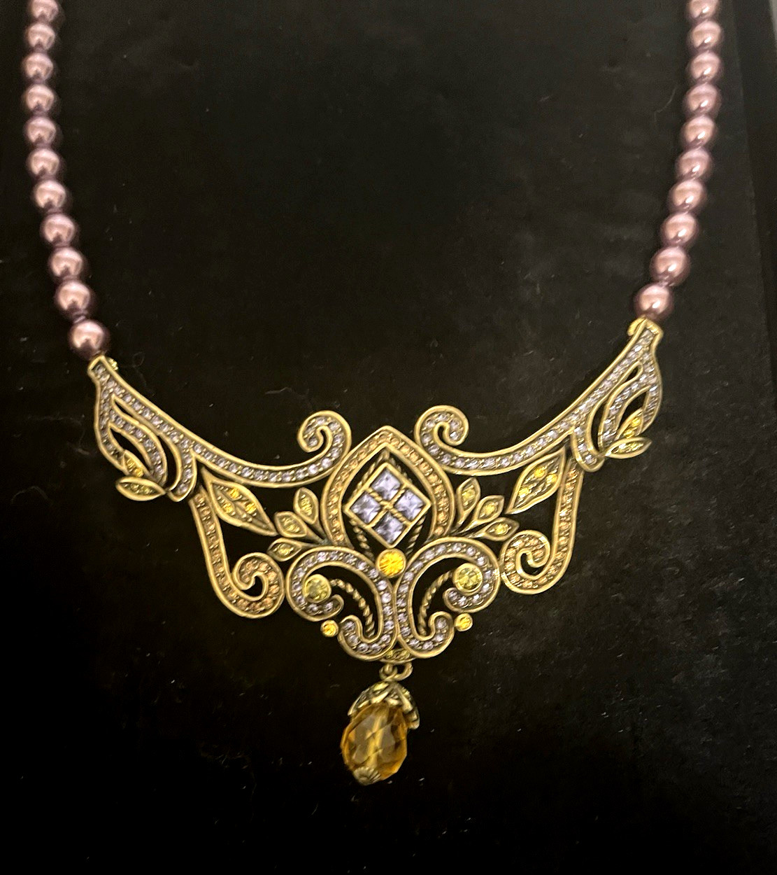 Beautiful Heidi Daus Romance Simulated Pearl with Drop Multcolor Necklace