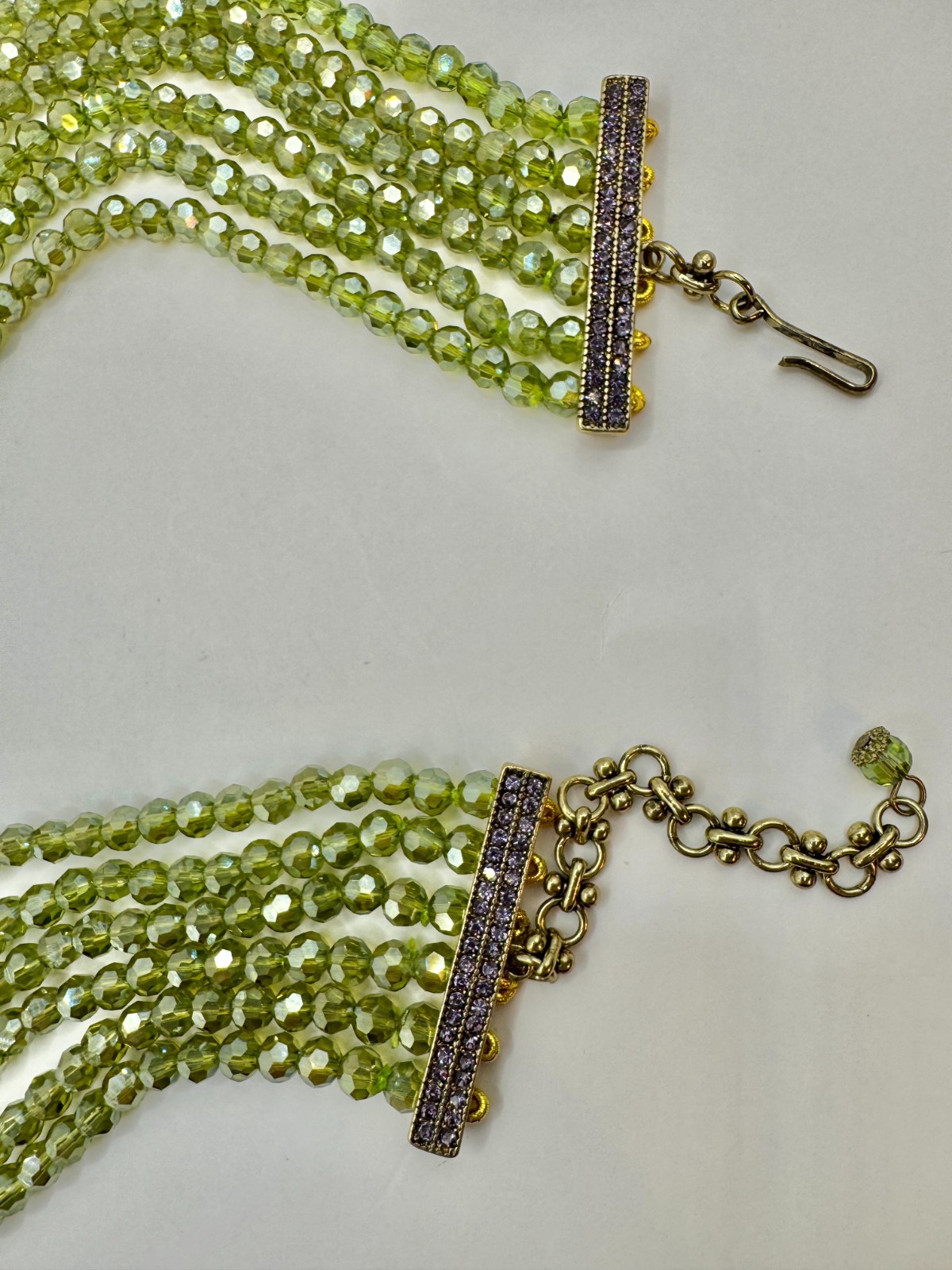 HEIDI DAUS Swarovski’s Peridot Crystal Beads Statement Necklace “Cala Lilly” NIP