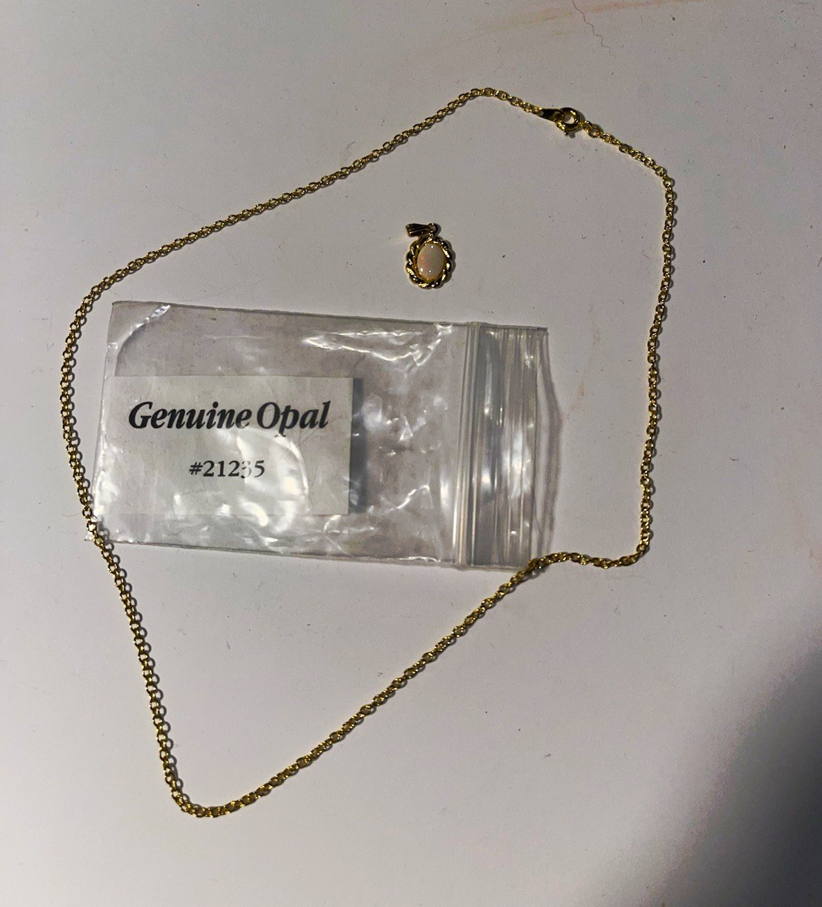 Gold-Tone Cable Chain Necklace w/ Prong-Set Oval Natural White Opal Charm