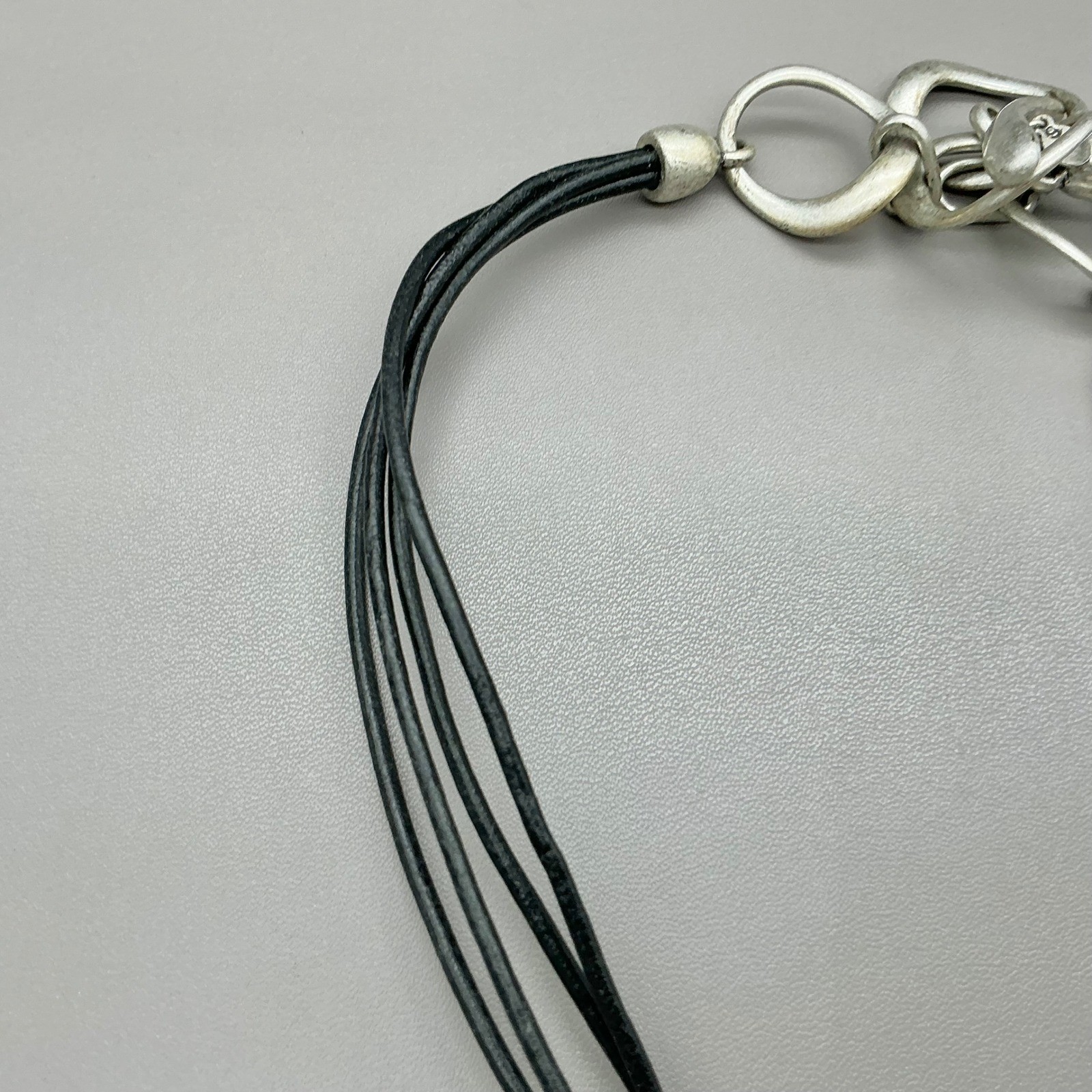 Premier Designs Necklace Tiger Eye Pendant Black Cord Silver Tone 18-20 In