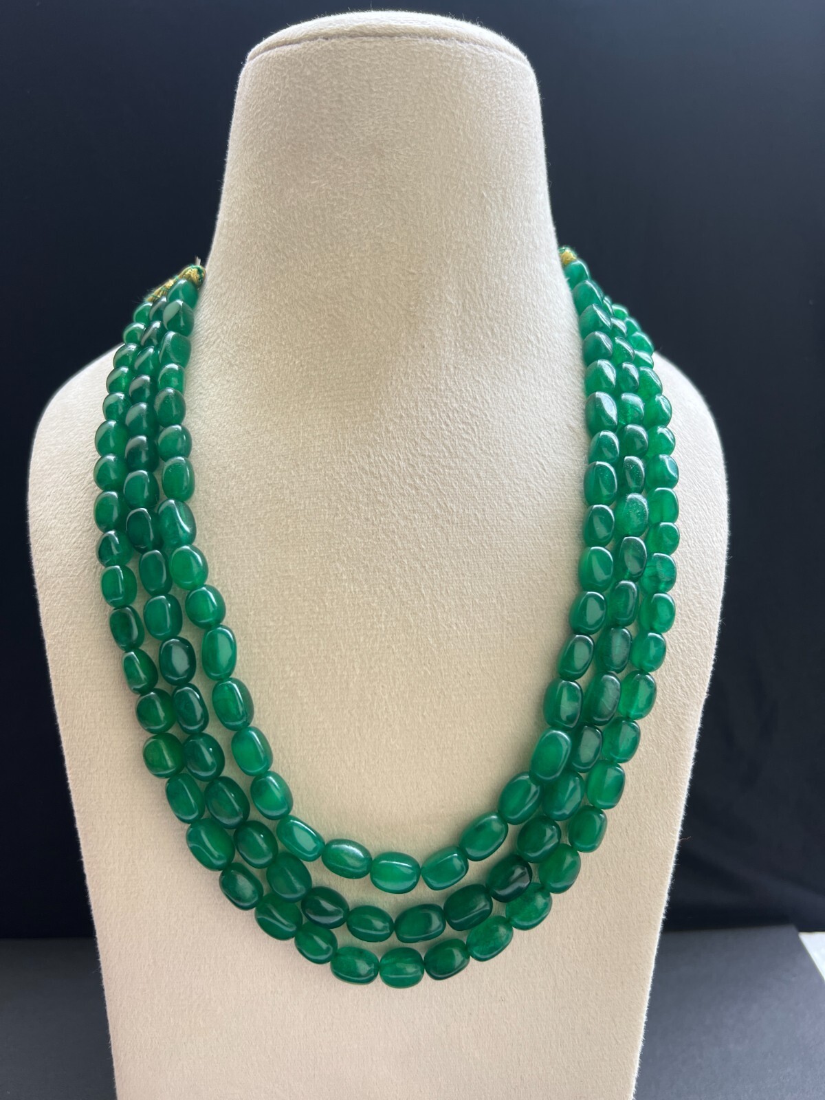 Natural Beryal oval 3 Layer Heishi Beads Necklace 18″ Handmade Layered Jewelry