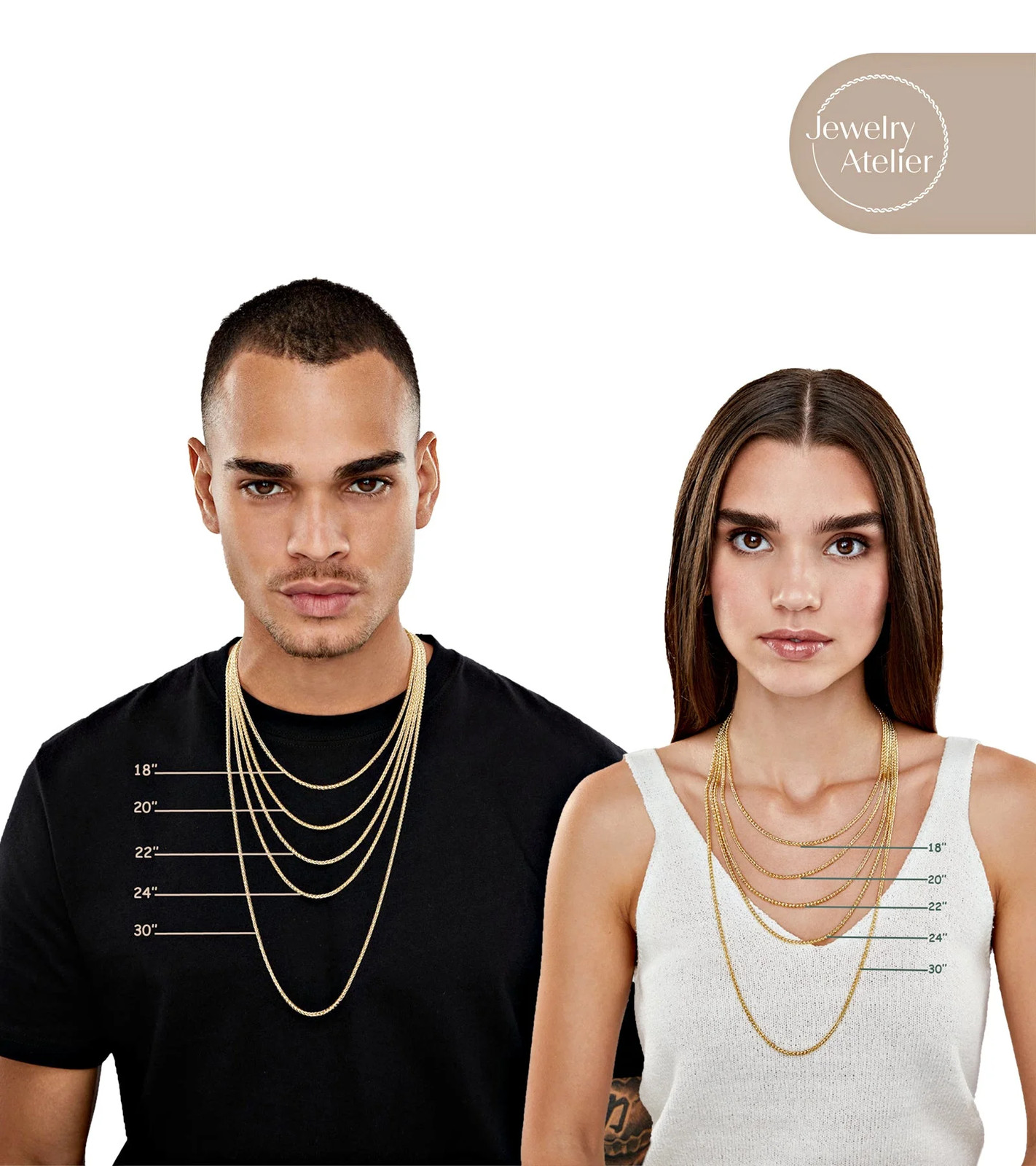 Gold Chain Necklace Collection – 14K Solid Yellow Gold Filled round Wheat/Palm C