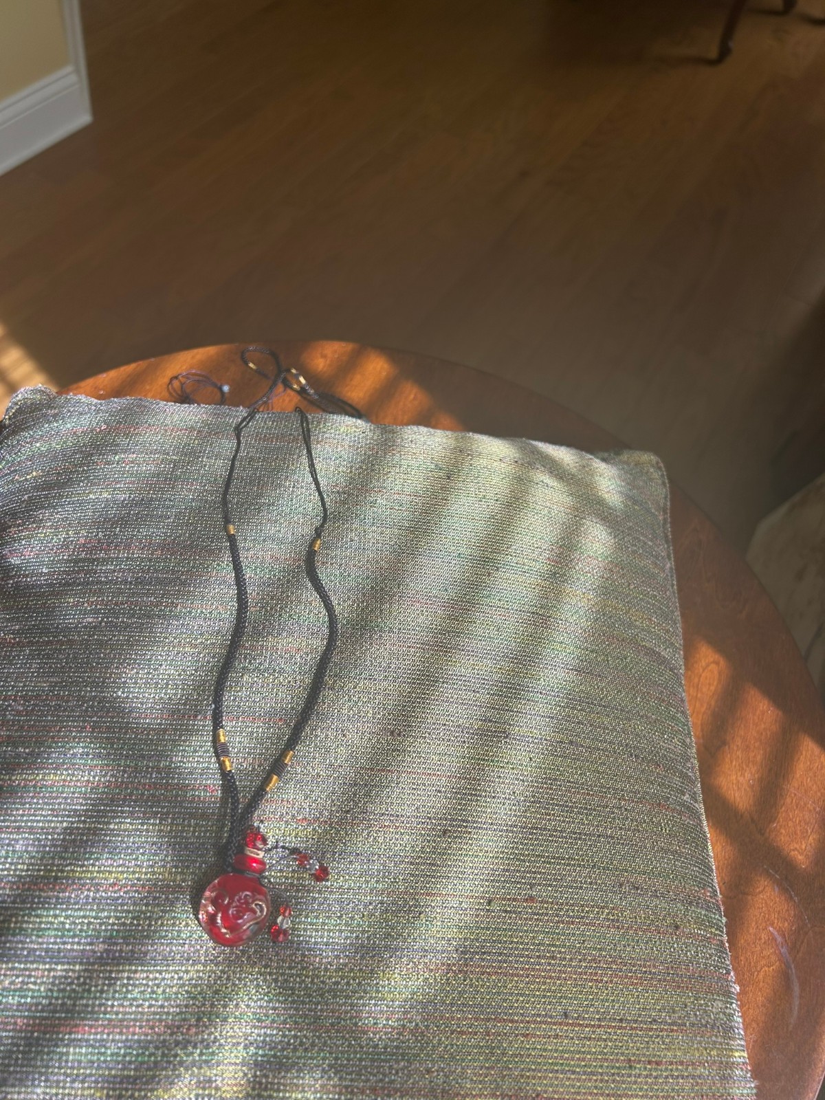 Handmade Perfume Bottle Necklace On a Cord 24 inch Red