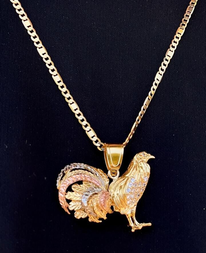 14K Gold Filled Chicken Rooster Necklace 24″ Valentino Figaro Chain Mens Adults