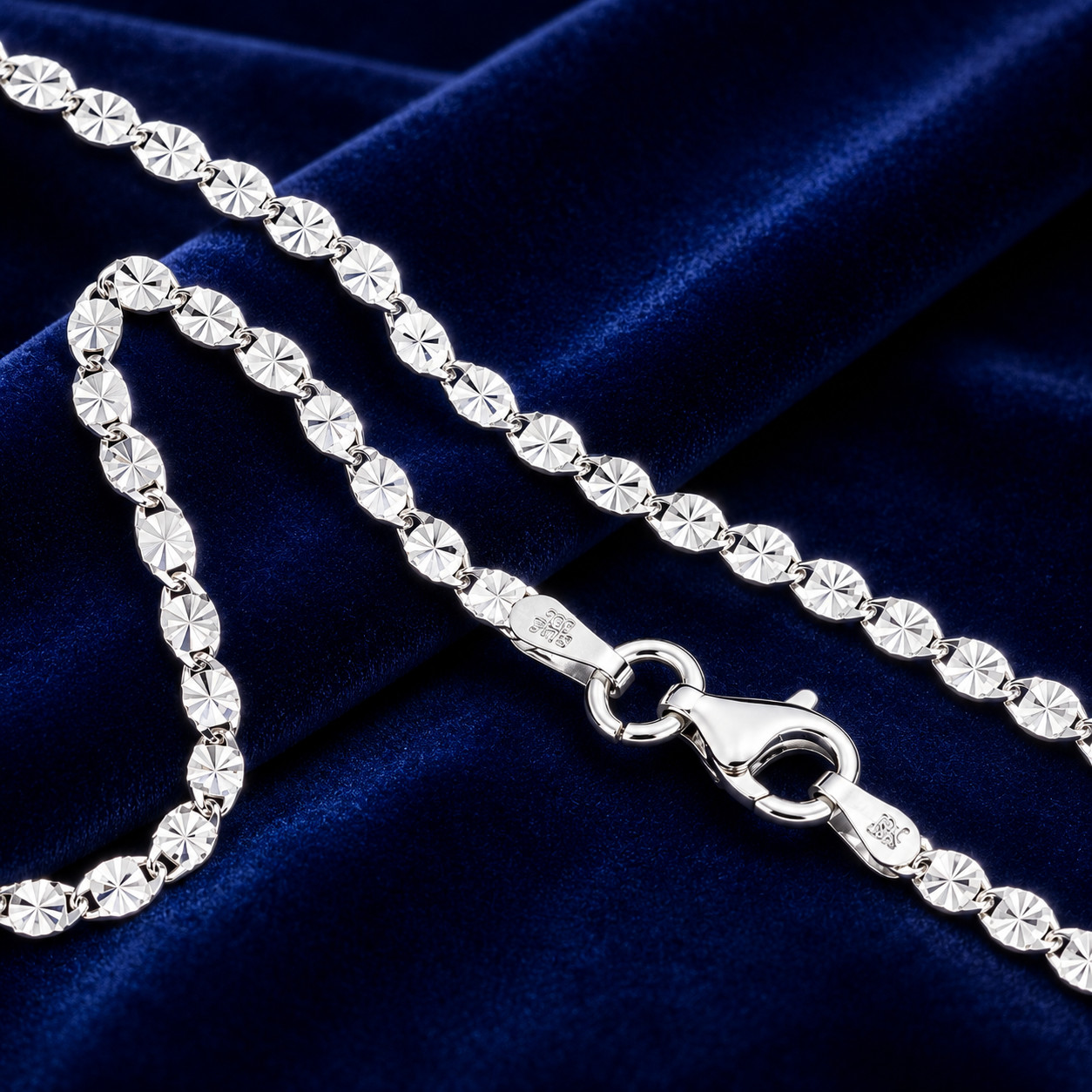 VALENTINO Unique Jewelry SOLID 925 STERLING SILVER 22″ Chain Necklace Made Italy