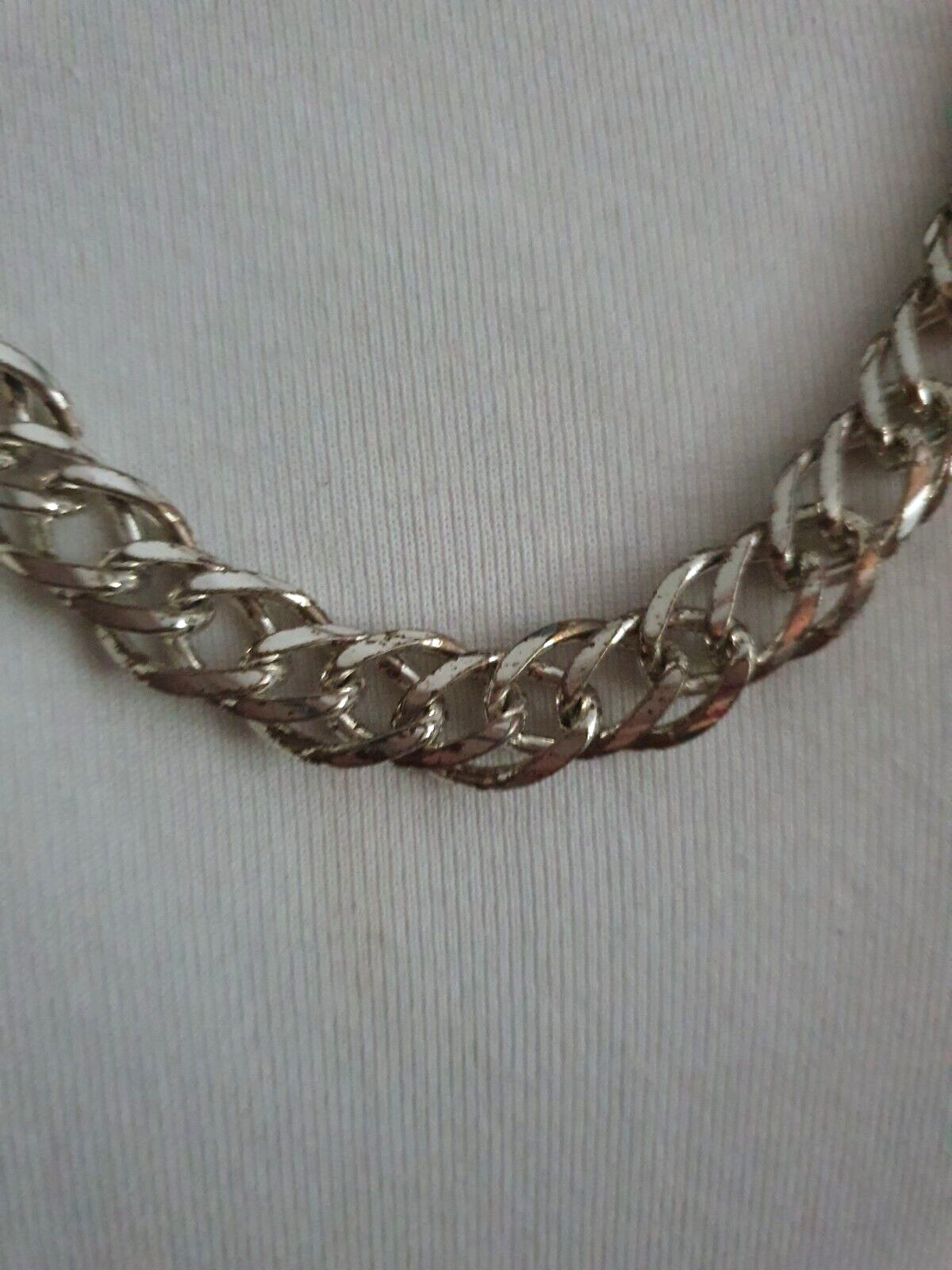 Vintage Heavy Sliver Tone 10mm Wide Flat Curb Link Chain Necklace CBM3-2495