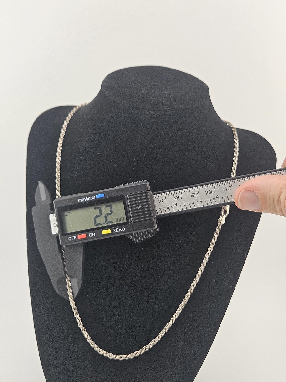 18in Sterling Silver 2.2mm Rope Necklace Chain