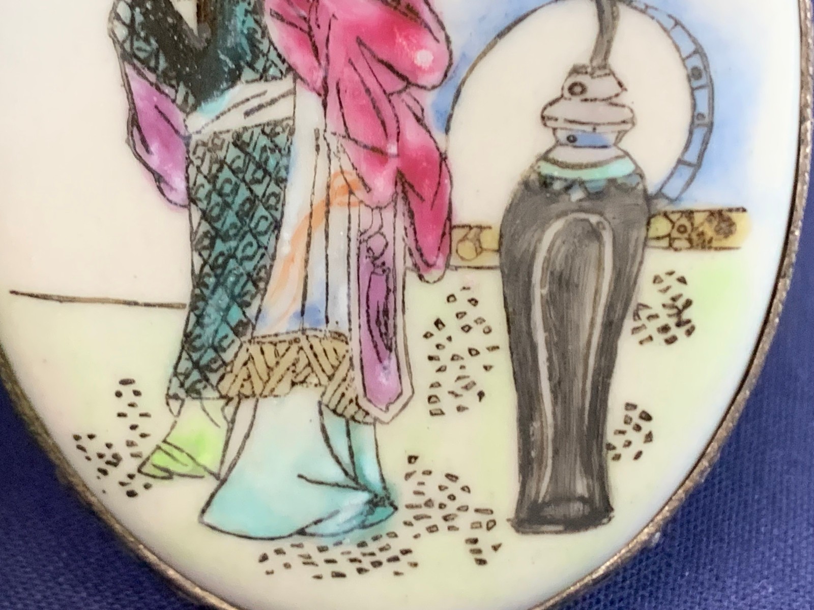 Hand Painted Asian Ladies Pendant Fashion Jewelry Porcelain Beijing China