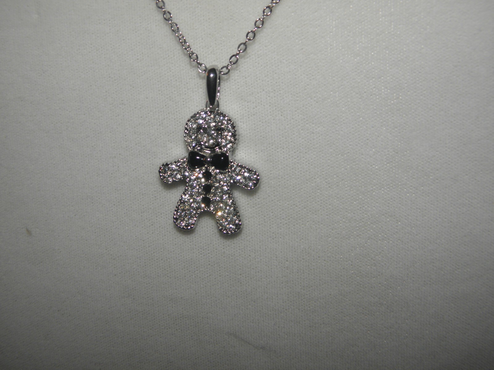 GINGERBREAD MAN NECKLACE PENDANT AUSTRIAN CRYSTAL CHRISTMAS GIFT ADORABLE! NEW!