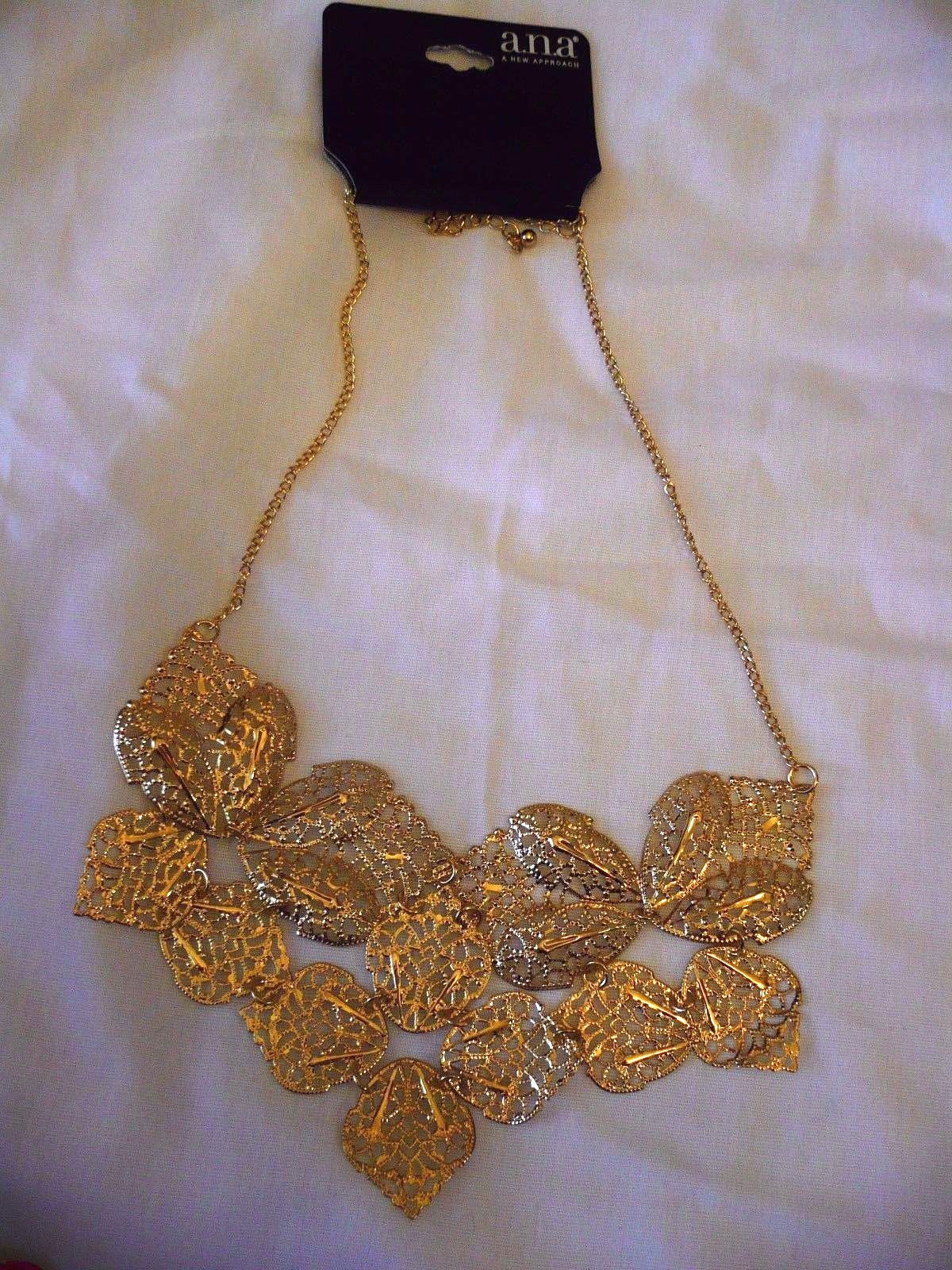a.n.a. Filigree Necklace Gold Tone Metal 18-21 Inch Necklace NEW
