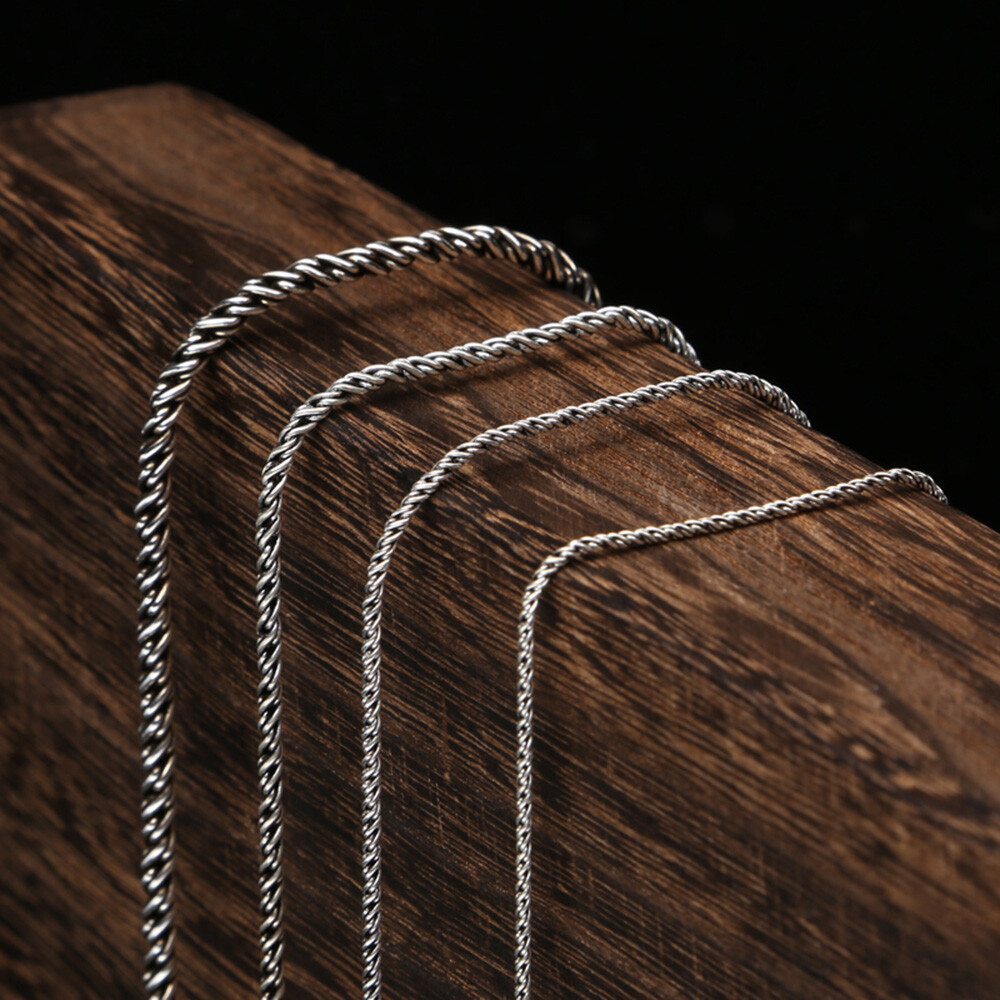 Real 925 Sterling Silver Necklace Rope Link Chain 1mm 1.5mm 2mm 3mm 15.7″- 23.6″