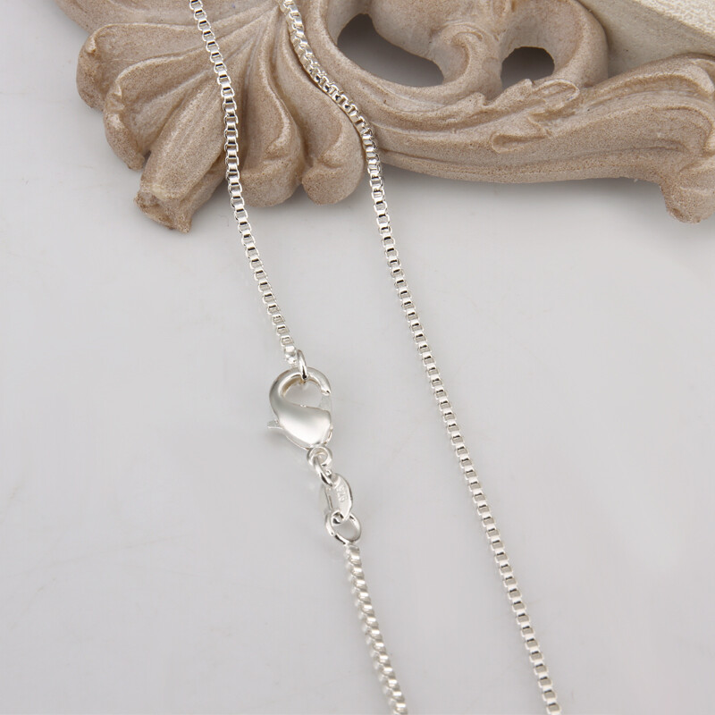 925 Sterling Solid Silver 1MM/1.5MM/2MM Box Chain Necklace For Women 16-24″