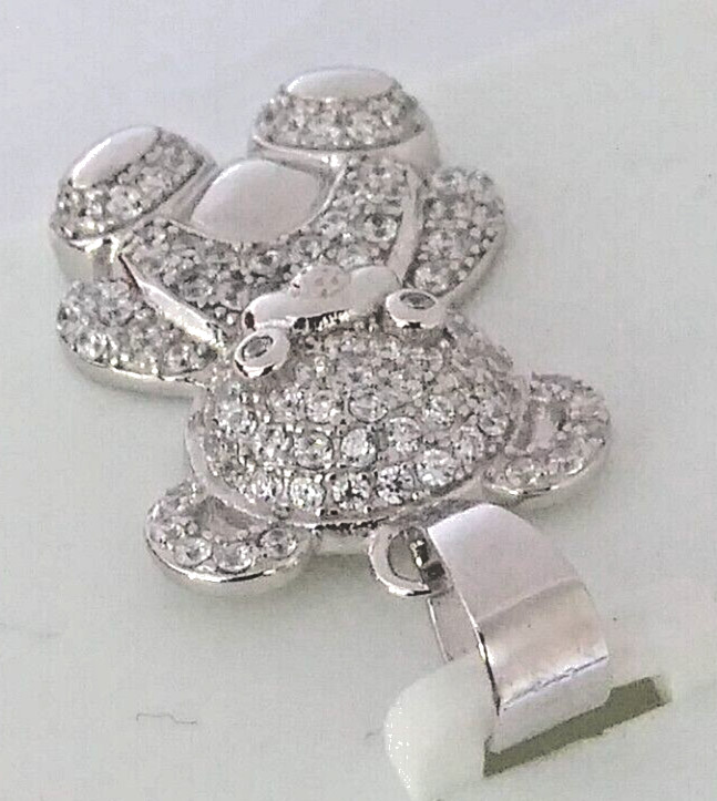 925 Sterling Silver Pendant Iced Teddy Bear cubic zirconia CZ’s MEDIUM 26X12MM