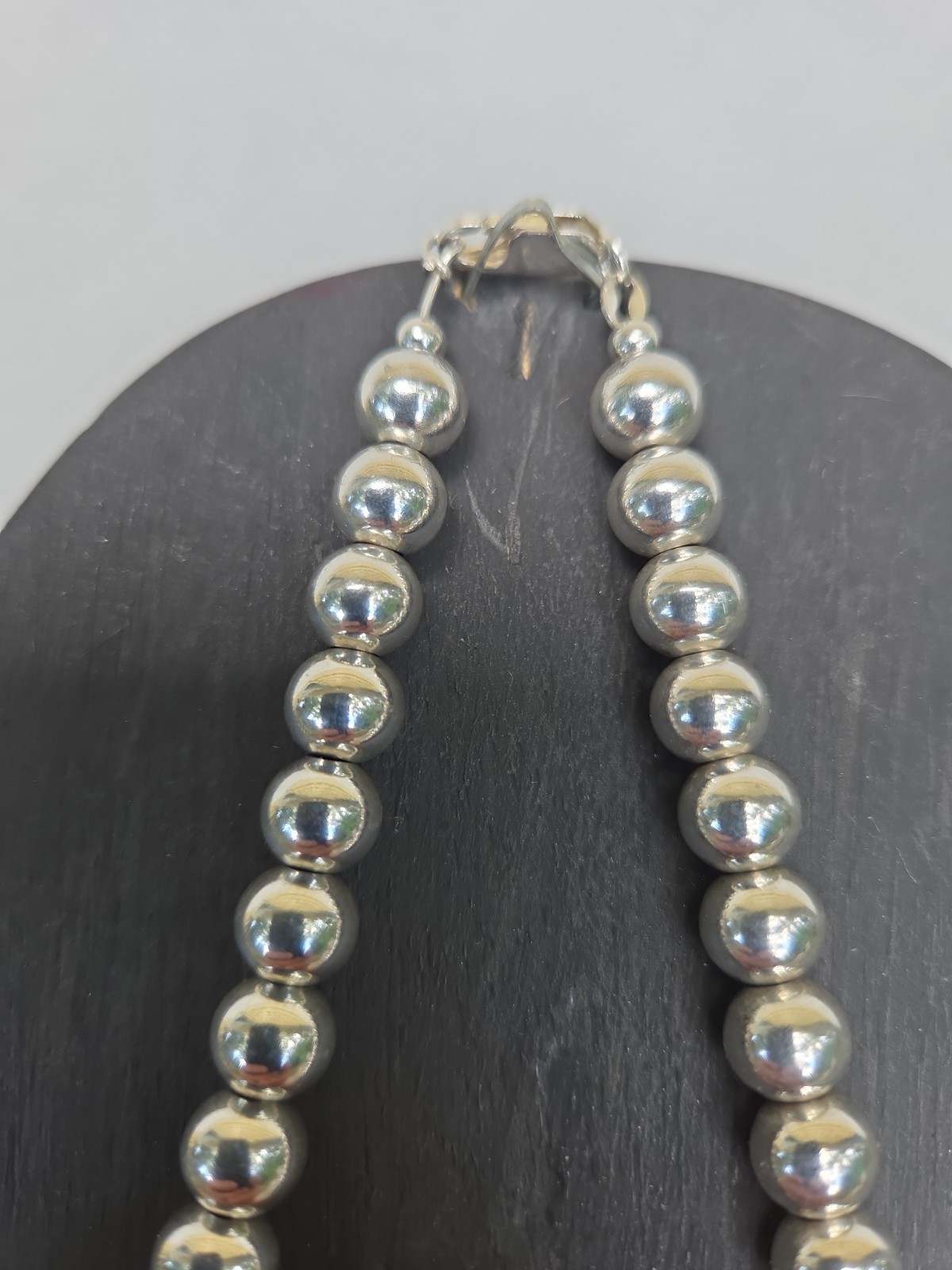 Vintage Sterling Silver Italian Bead Necklace 18 in -Lobster Clasp Excellent
