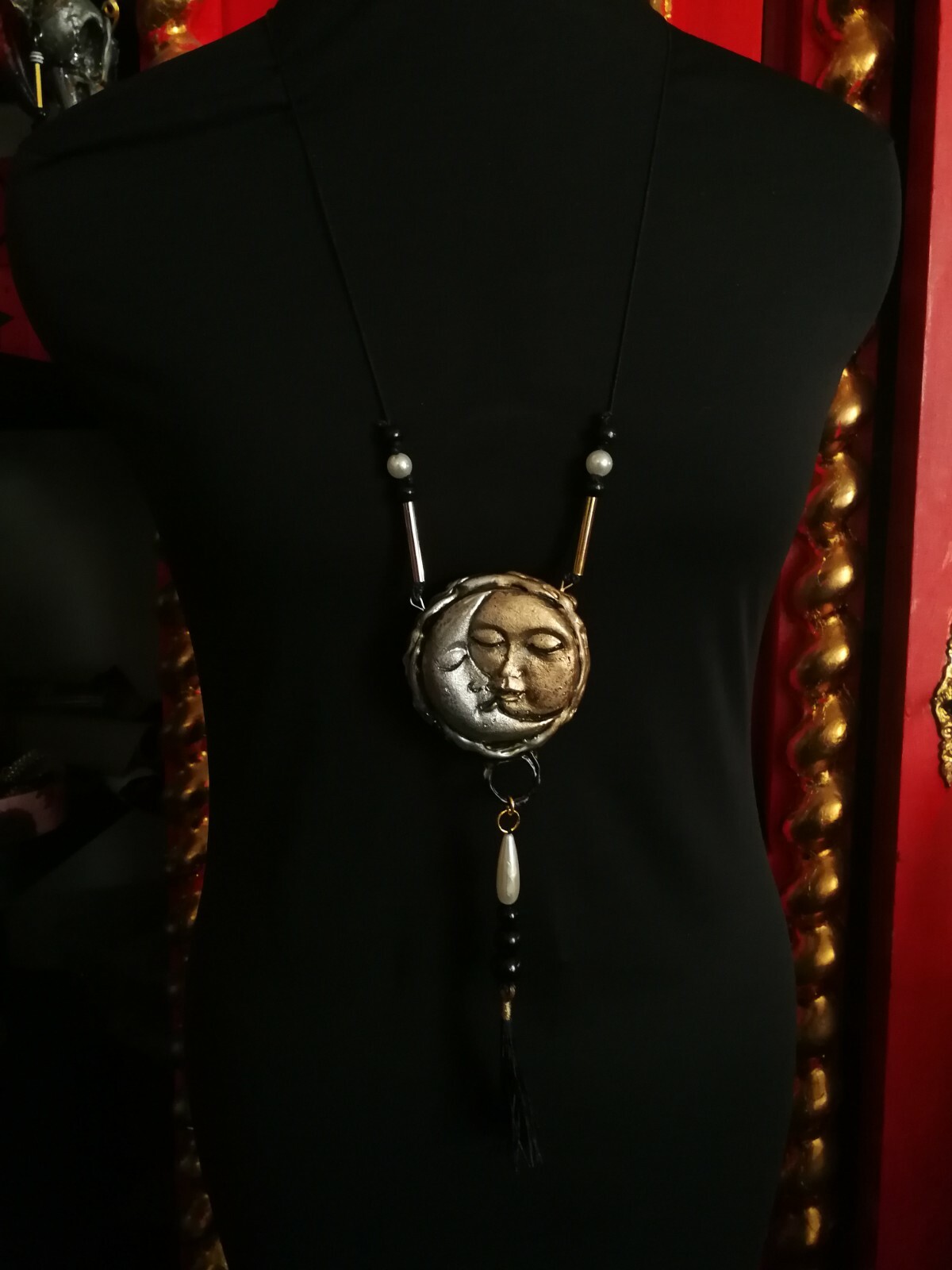 Celestial Pendant Good Luck Amulet Horoscope Zodiac Moon Sun Star Lucky Talisman
