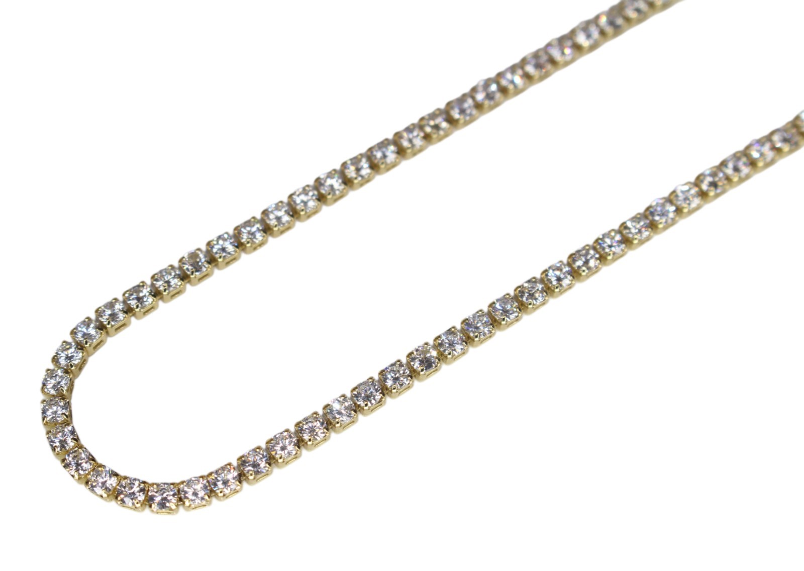 2mm Gold Tennis Chain Necklace 10ctw Lab Sim VVS1 Diamonds Heavy 12g+