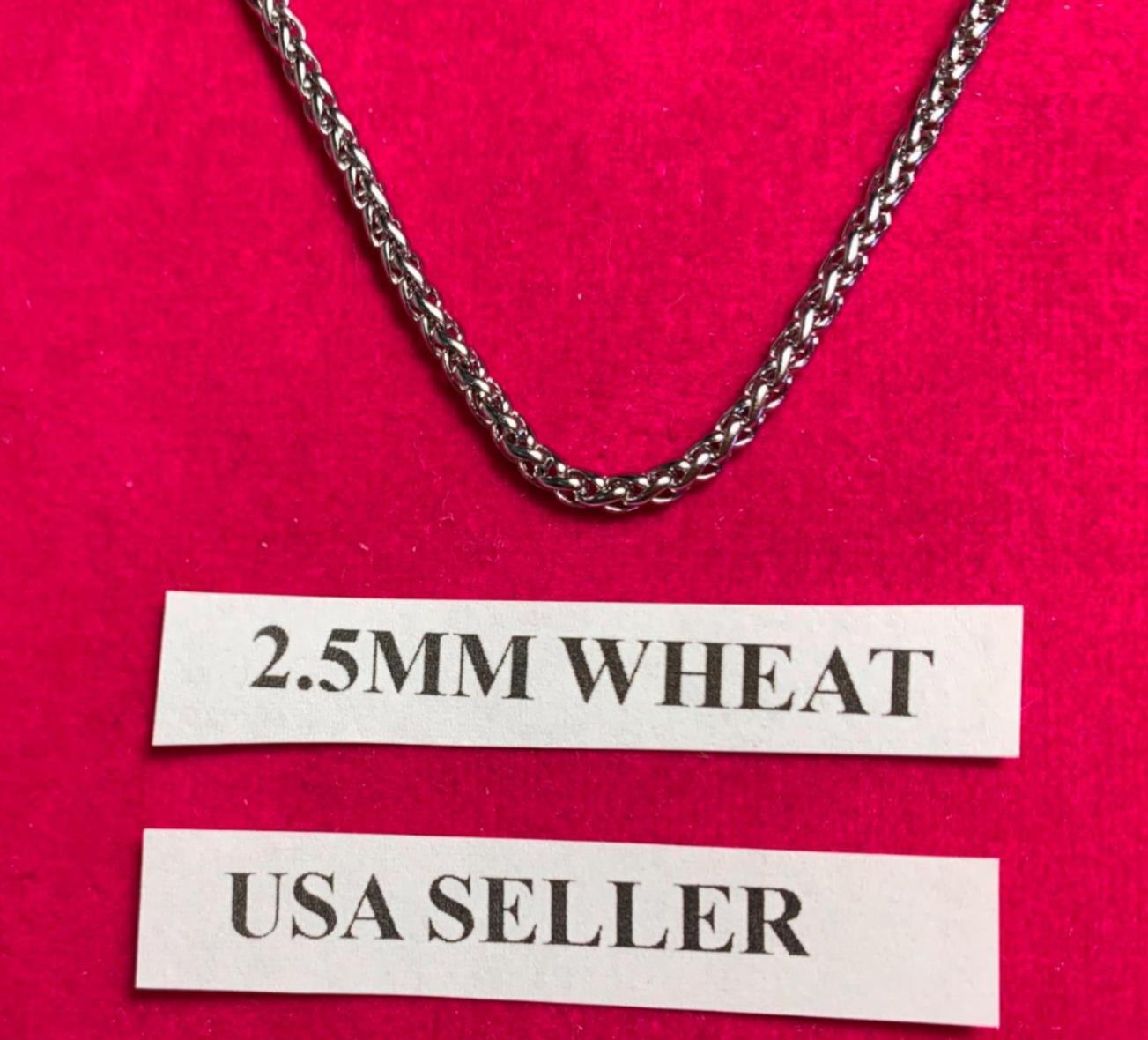 18″ 2.5mm STAINLESS STEEL SILVER BRAIDED WHEAT ROPE NECKLACE CHAIN USA SELLER