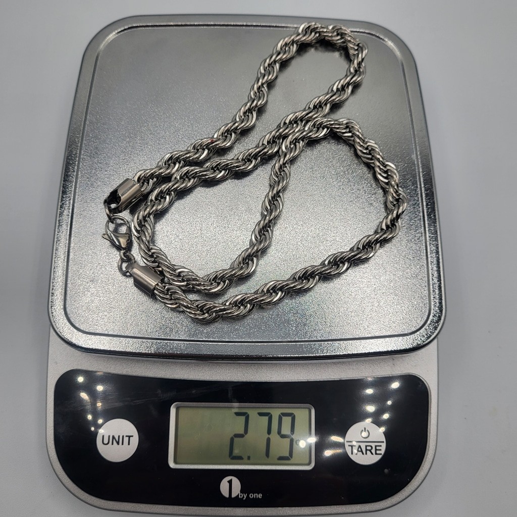 Men’s Stainless Steel Twisted Braided Rope Chain Necklace – 21″ – NWOT