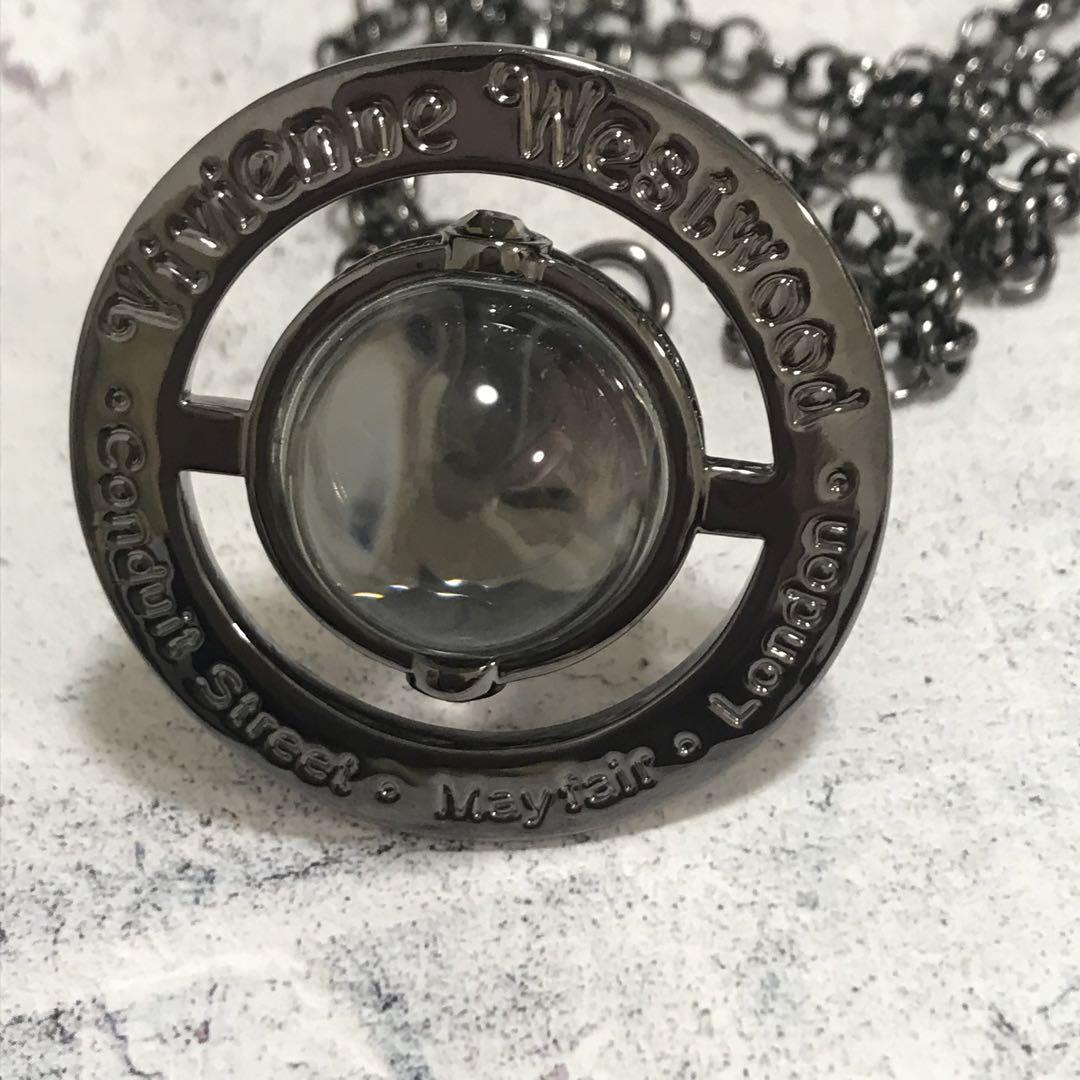 Vivienne Westwood Necklace Small Orb Gunmetal w/drawstring Top 4.5cm [EJ005