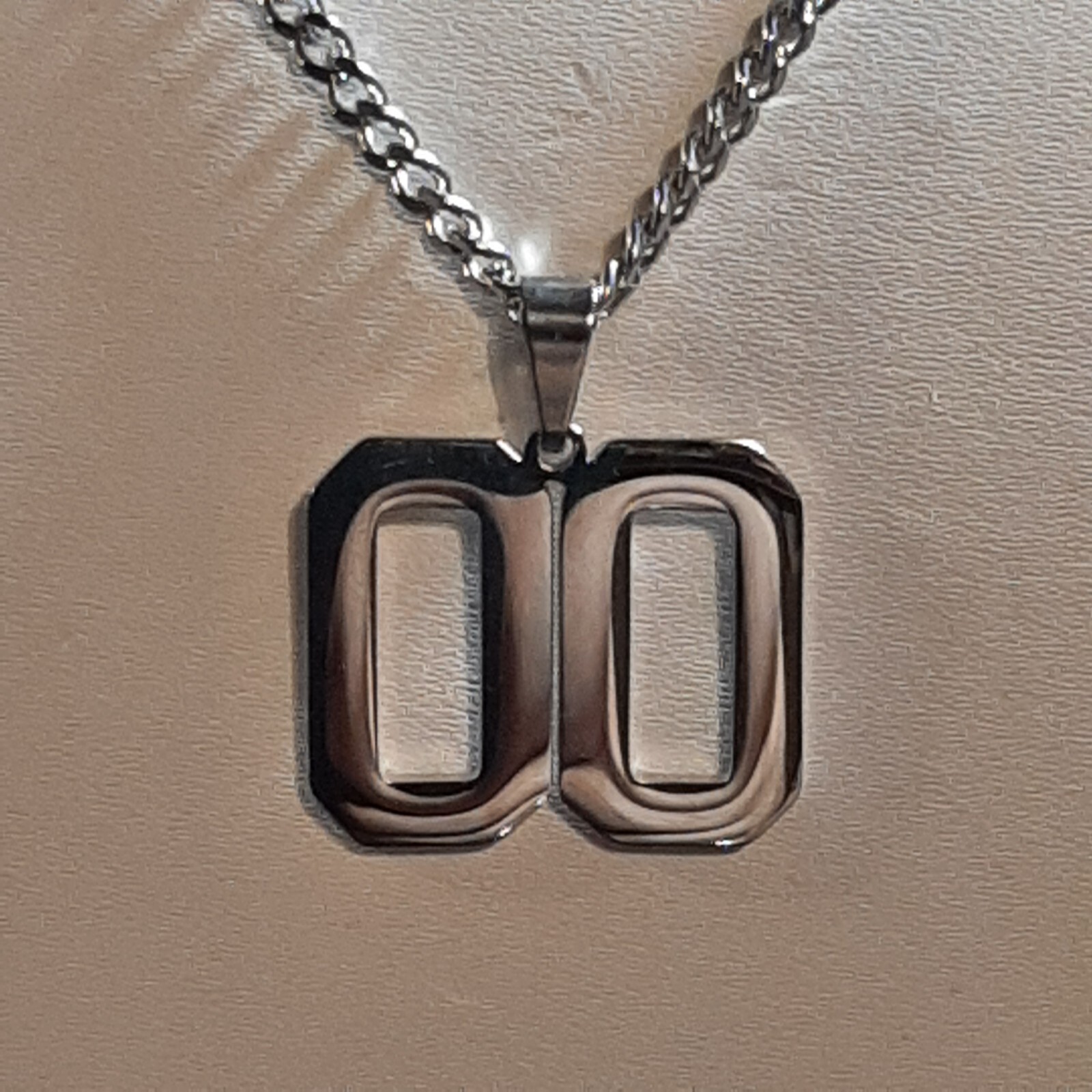 #50-#99 SPORTS FOOTBALL NUMBER Pendant Charm / 18″-24″ STAINLESS CHAIN NECKLACE