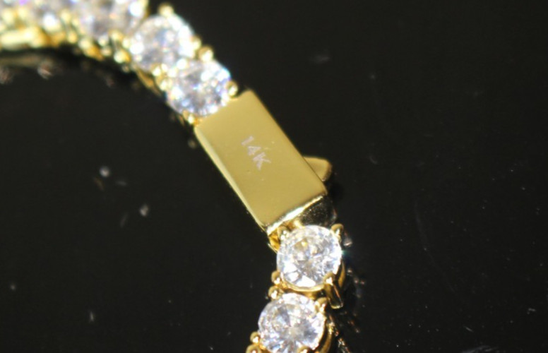 14k STAMPED 4mm Tennis Chain Necklace 70ct Lab Sim VVS1 Diamonds Heavy 54g+ GOLD